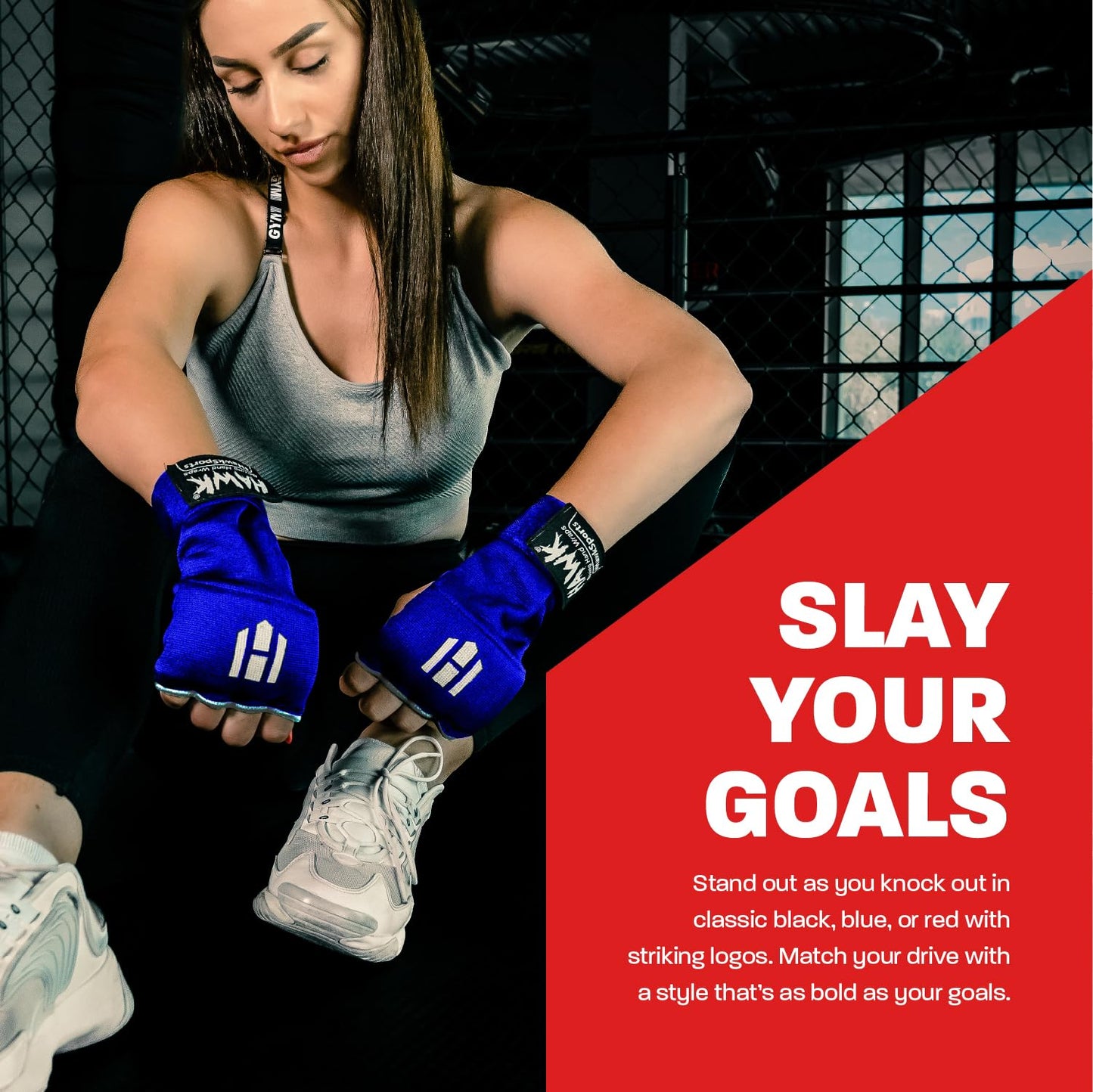 Hawk Padded Inner Gloves Training Gel Hand Wraps for Boxing Quick Wraps Men & Women Kickboxing Muay Thai MMA Bandages Fist Knuckle Wrist Protector Handwraps (Pair) (Blue, L/XL) - MMA Glove
