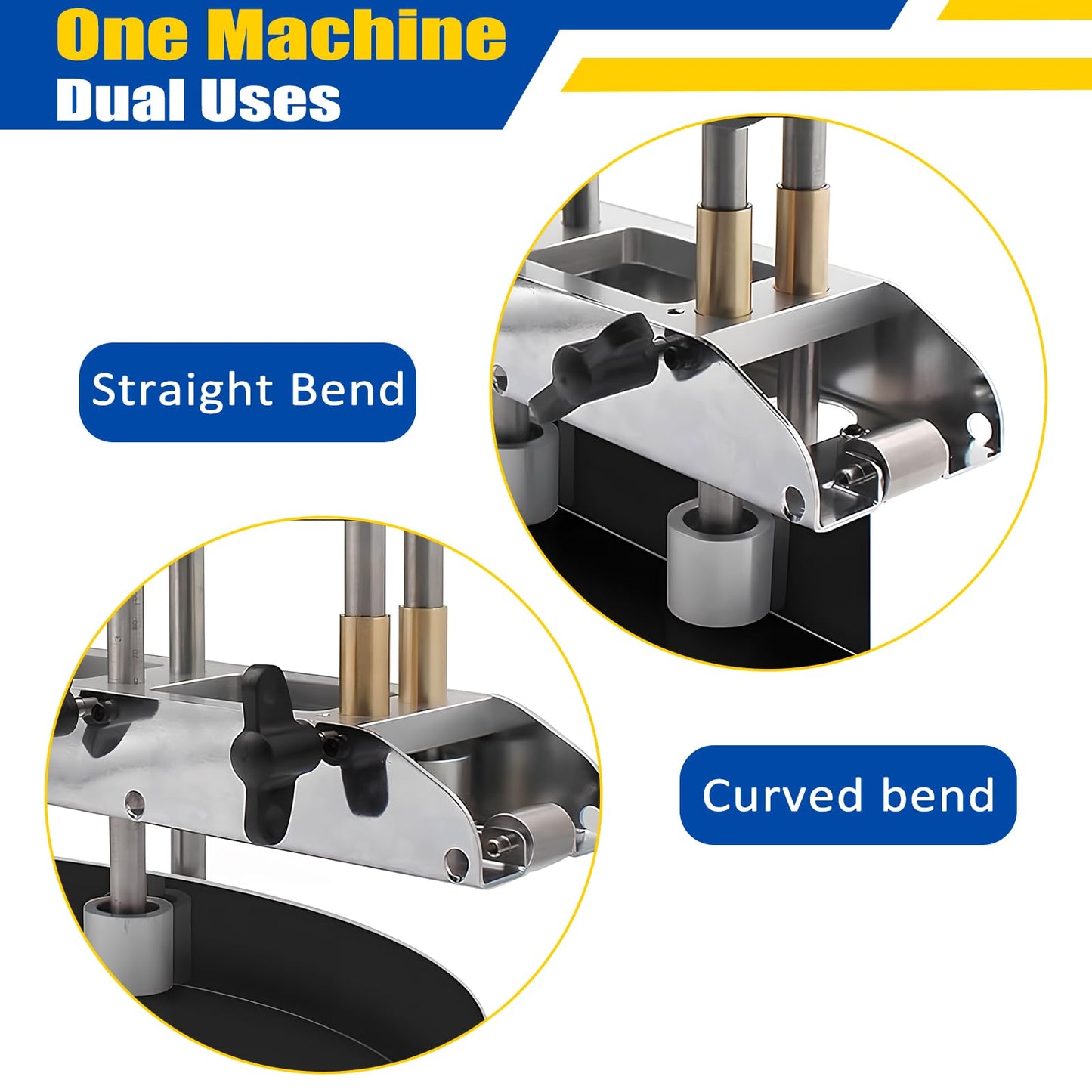 Three Station Roller, Adjustable Large Radius Roofing Sheet Metal Bender at 0-90 Angle, Standing Seam Roofing Tools for Bending 0.01‑0.04 Inch (0.3‑1.0mm) and Folding Height of 1/2‑5 Inch (13‑130mm)