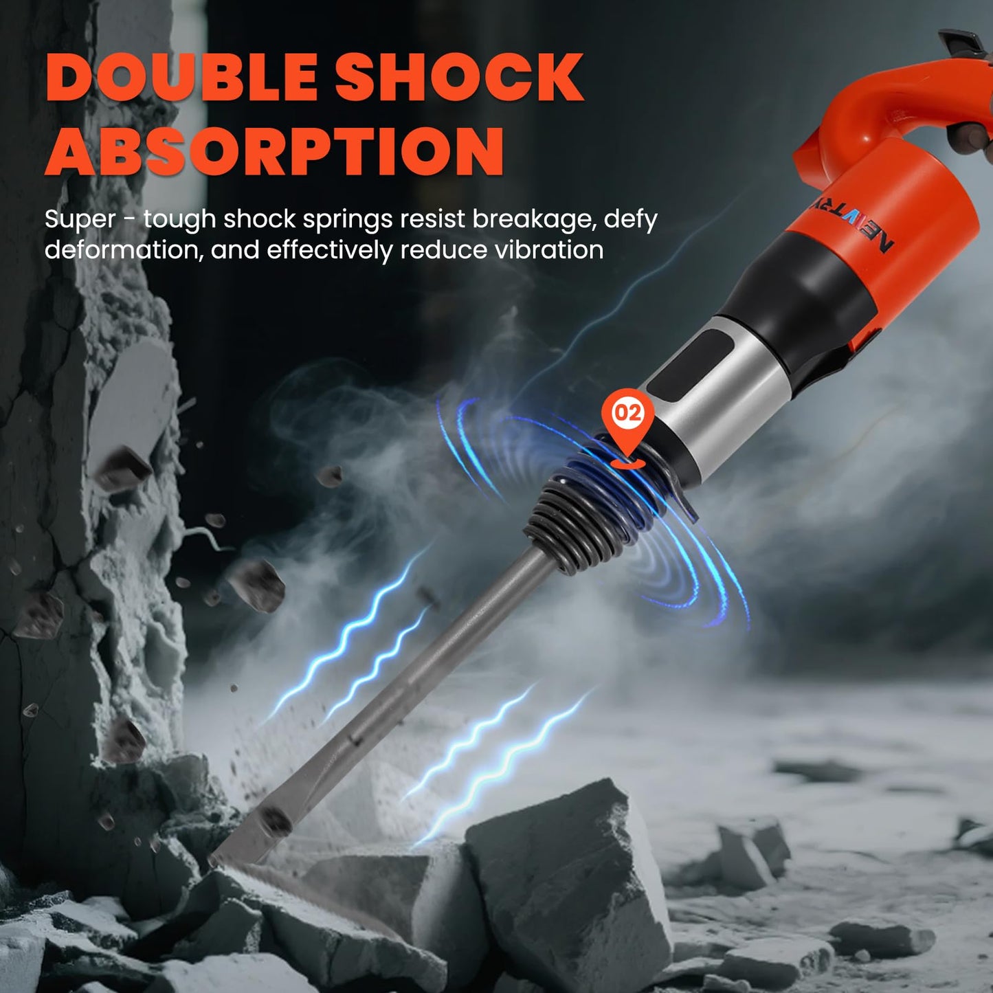 NEWTRY Pneumatic Hammer Shovel 21L/S Air Chisel Powerful Air Chipping Hammer Concrete Breaker Open Air Shovel for Soldering Point Grinding and Hardware Derusting With Case