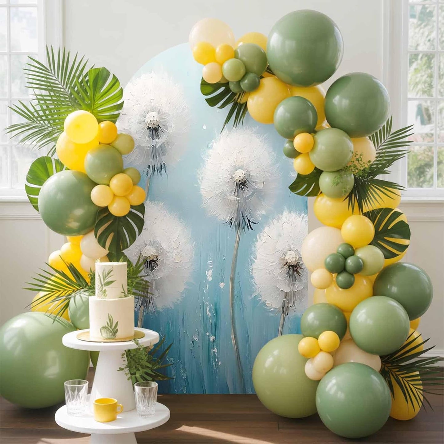 Jnbasdffb 6 White Spring Floral Wedding Arch Cover,Stretchy Spandex Arch Backdrop Stand Covers FT,Modern Oil Painting