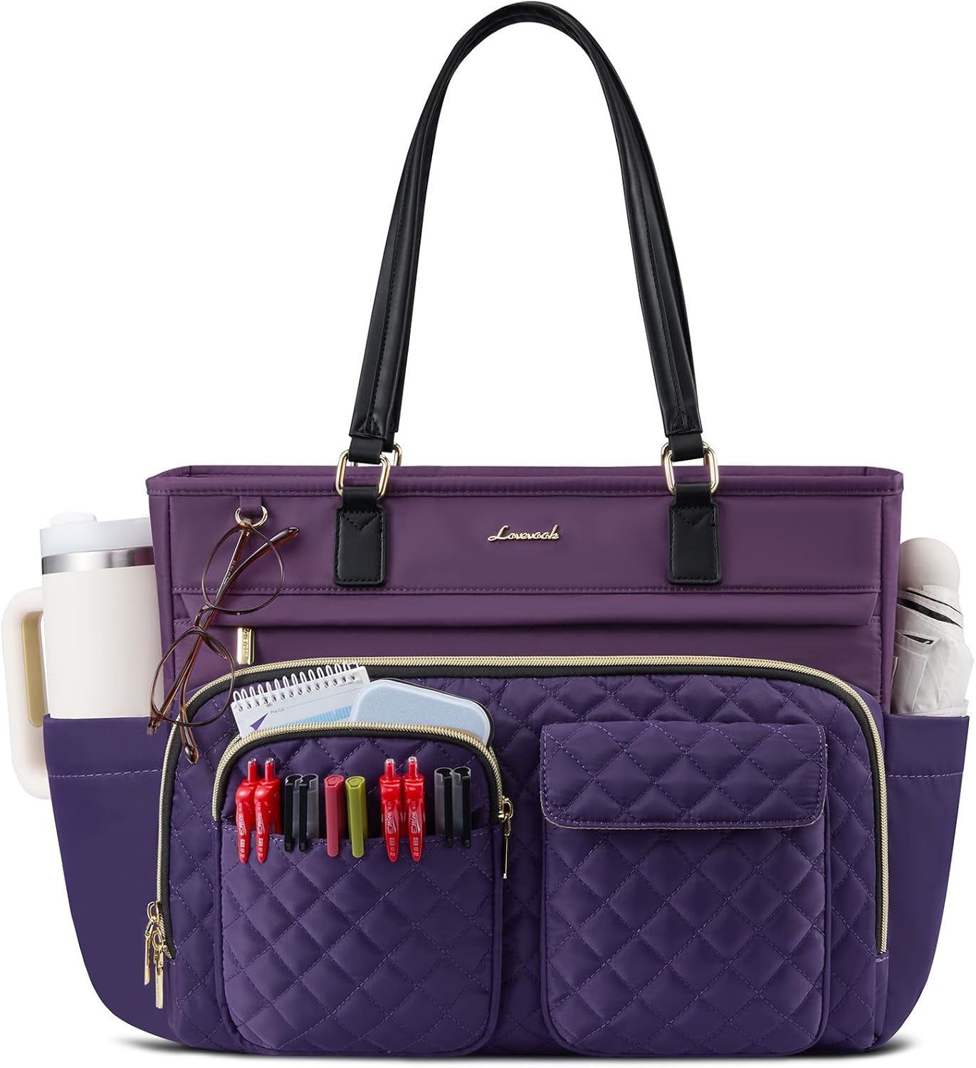 LOVEVOOK 17.3 Inch 17.3 Inch Tote Bag for Women, Nurse Bag with Large Cup Holder, Large Capacity Teacher Tote