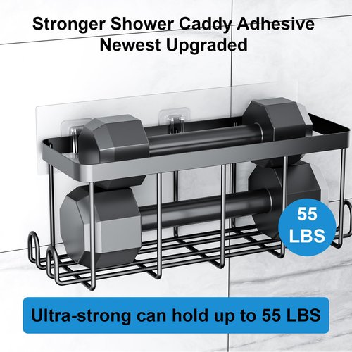 Lsnisni 3 Pack Shower Caddy Adhesive Replacement, Waterproof Shower Shelf Adhesive Strips, Strong Adhesive Flat Hooks for Bathroom Storage Shelves and Kitchen Racks No Drilling, Clear