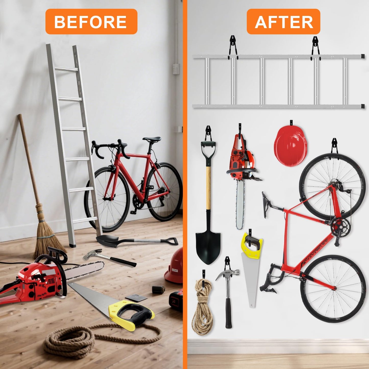 Jikro Heavy Duty Wall Garage Hooks, Steel Anti-Slip Utility Hooks Storage Organization Hangers for Ladders, Bikes, Hose, Garden Tools, Coats, Bags with Mounting Hardware Kit (Black, 10 Pack)