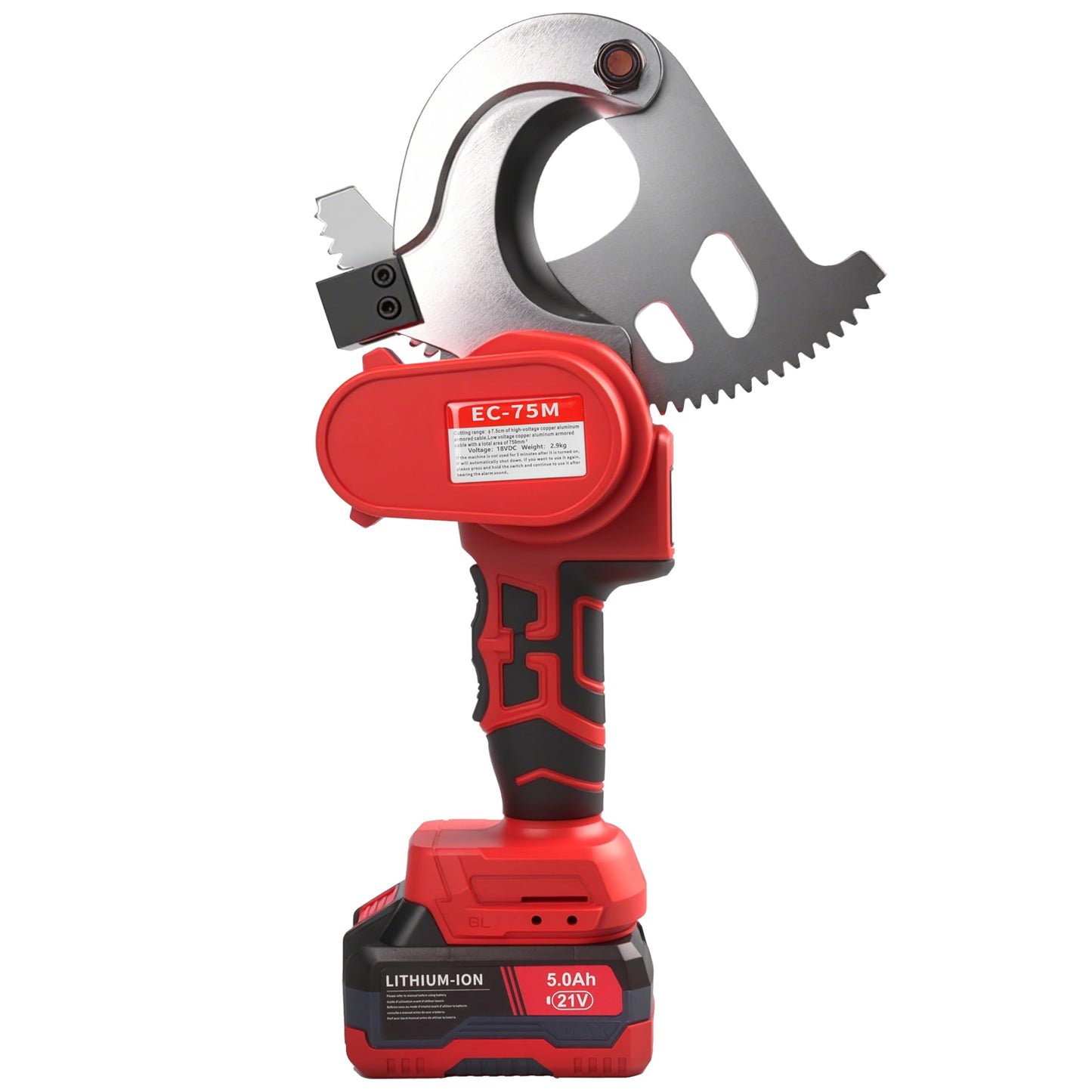 21V Battery Ratcheting Cable Cutters Cordless Heavy Duty Professional Electrical Portable Copper Cable Cutters (1500 KCMIL Copper/Aluminum Cables or 3 Inch Armour Cables)