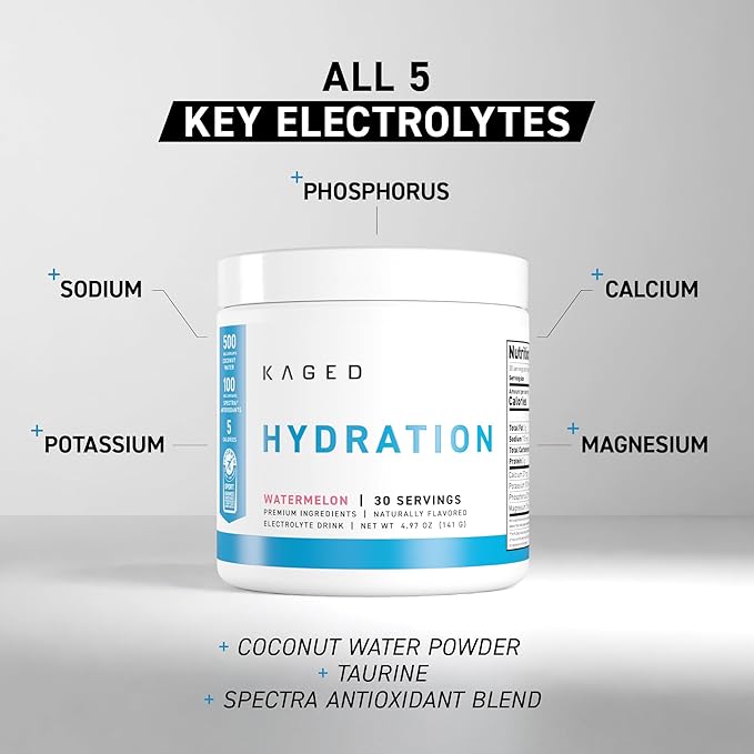 Kaged Electrolyte Hydration Powder | Hydracharge Pina Colada | Sports Drink for Men and Women | Pre, Post, Intra Workout Supplement | 30 Servings