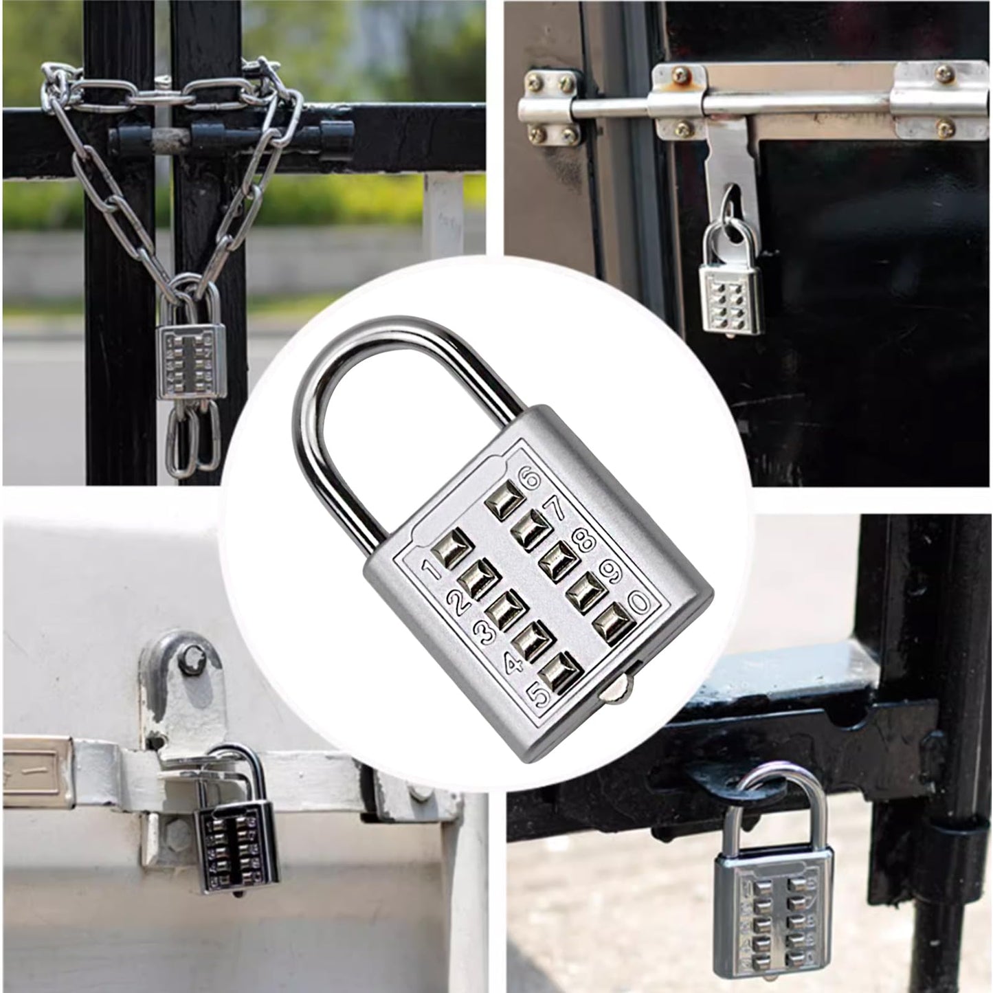 Li-TianFeng 2Pcs 10-Digit Combination Padlock Push Button Lock for Locker Gym, Case, Drawer, Toolbox (silver-2pcs)
