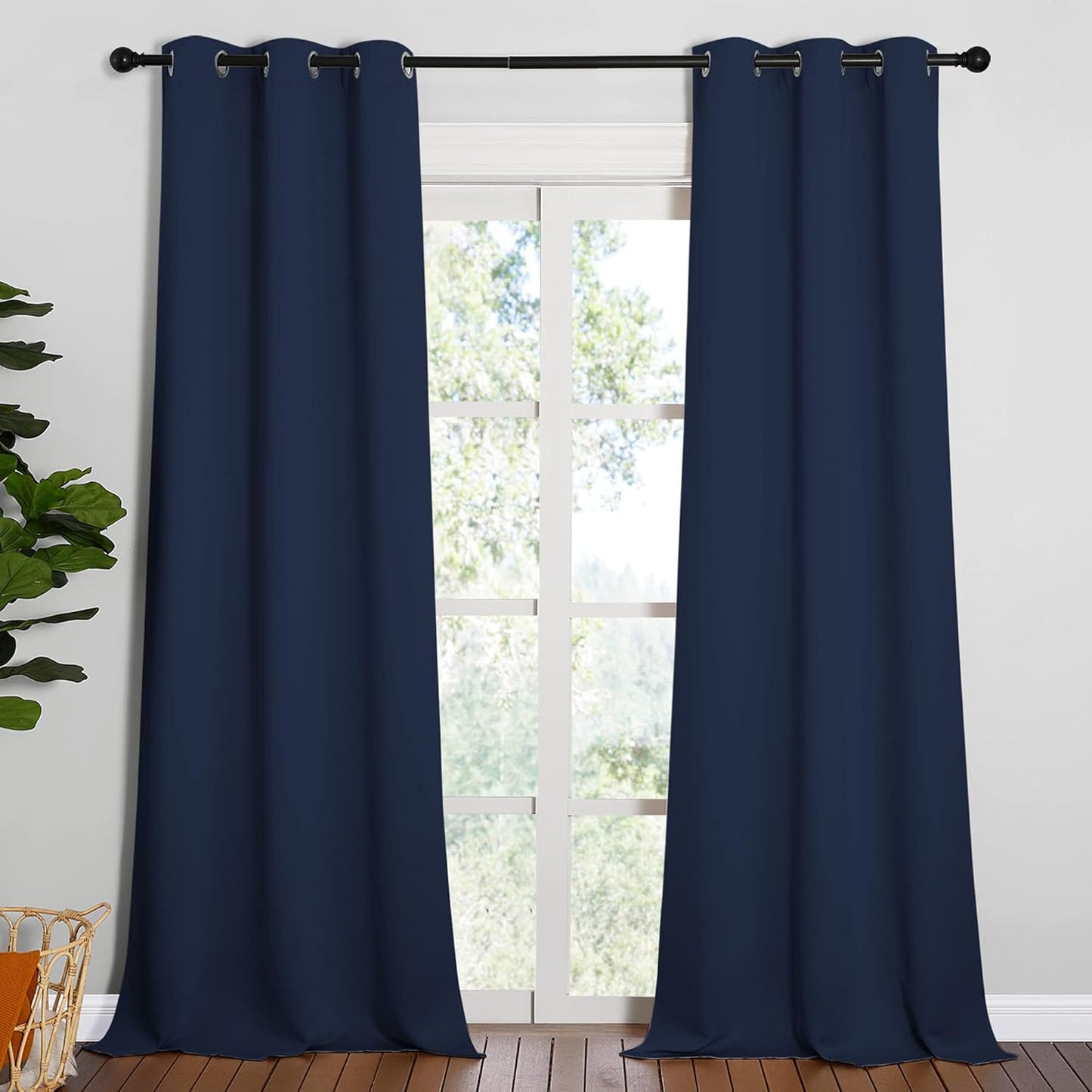 NICETOWN Window Drapes - Long Grommet Top Curtains for Living Room | Navy, 42" Wide x 90" Long, 2 Pieces