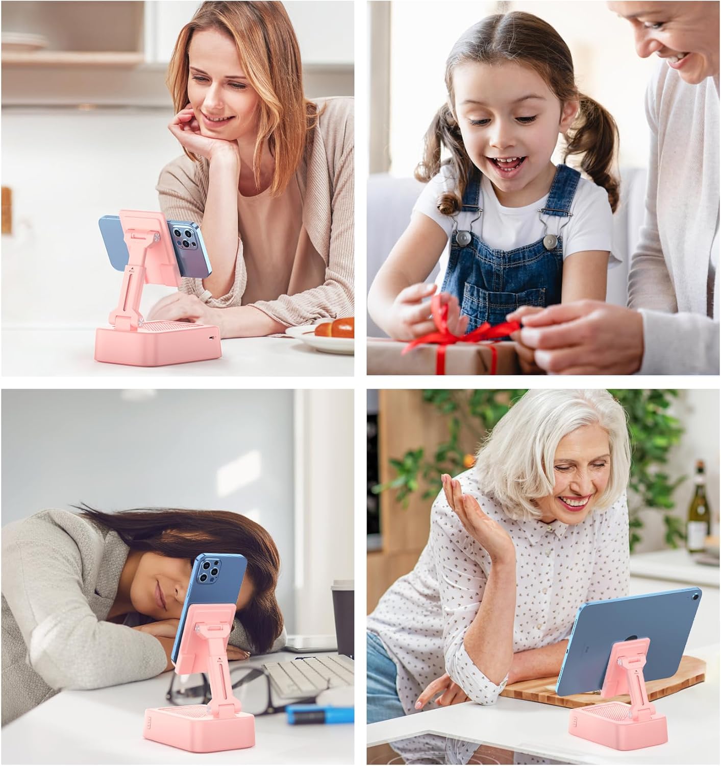 Joymate 360 Gifts for Women Girls, Phone Stand with Bluetooth Speaker Rotable Angle Adjustable Cell Phone Holder