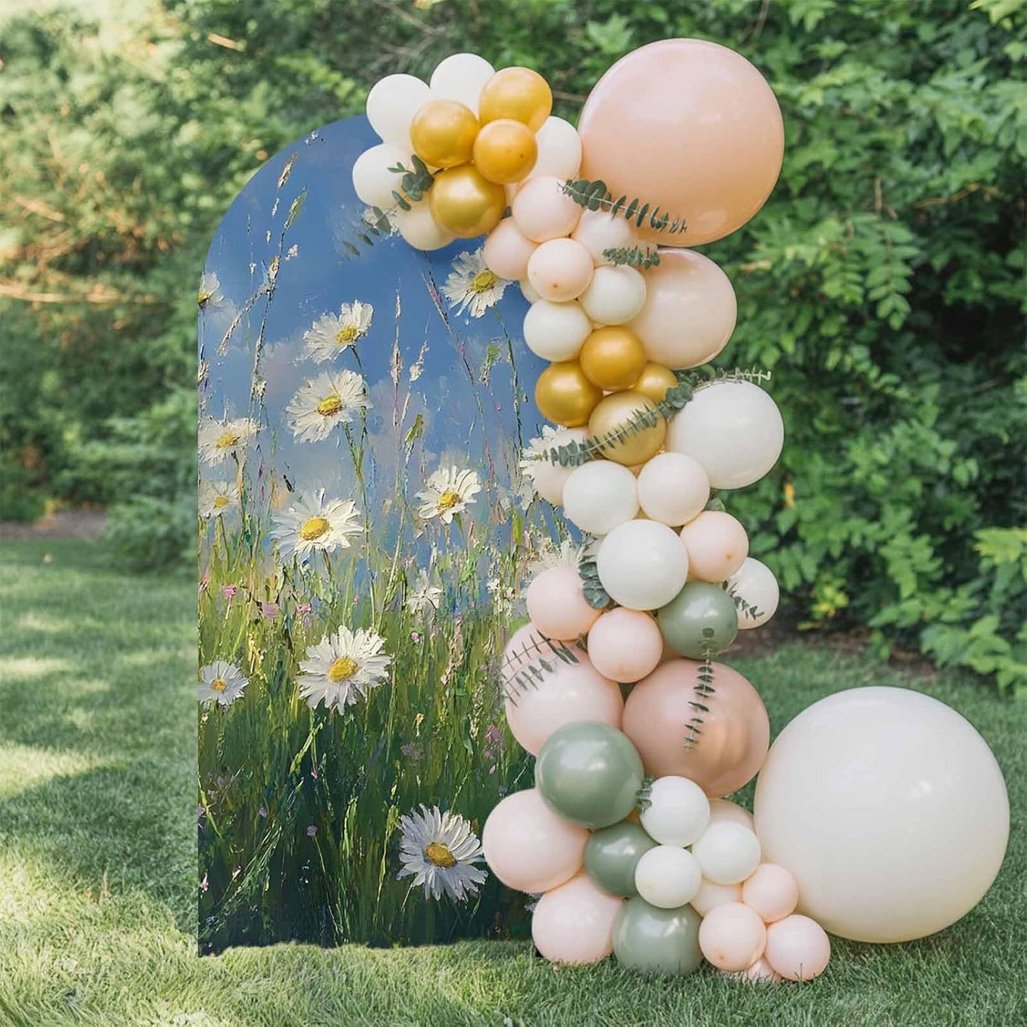 Jnbasdffb 6.6 Spring Floral Wedding Arch Cover,Stretchy Spandex Arch Backdrop Stand Covers FT,Pastoral Flowers Oil