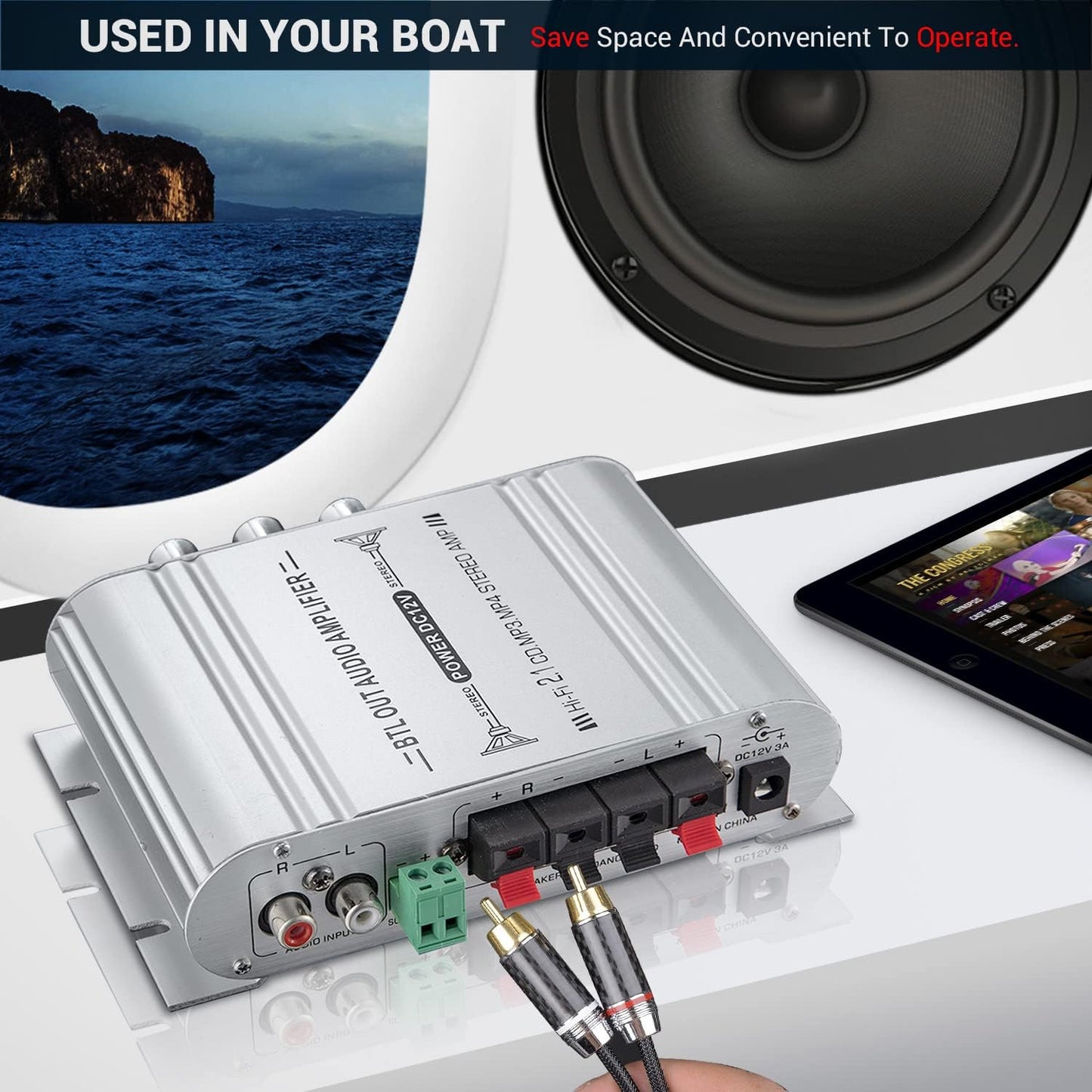 Facmogu ST-838 2.1CH 20Wx2+40W 80W DC12V Audio Power Amplifier, RMS Class D Stereo Digital Audio Amp with Subwoofer