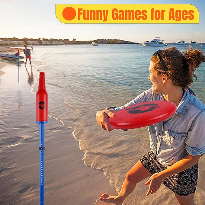 Juegoal Outdoor Flying Disc Game Set, Yard Games Bottle Drop Frisbee Set, Outside Fun Disc Toss Game for Beach Lawn Backyard Park Camping