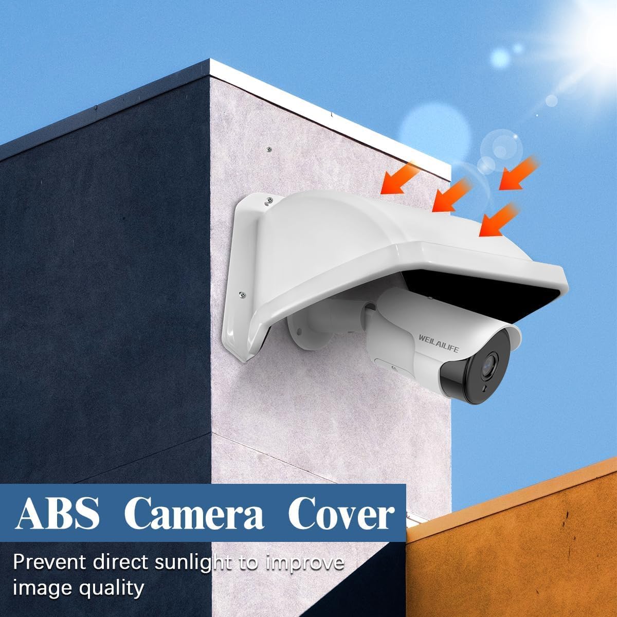 WEILAILIFE Universal Camera Cover Shield Sun Rain, Waterproof Protective Roof for Dome, Bullet Cameras, ABS Plastic