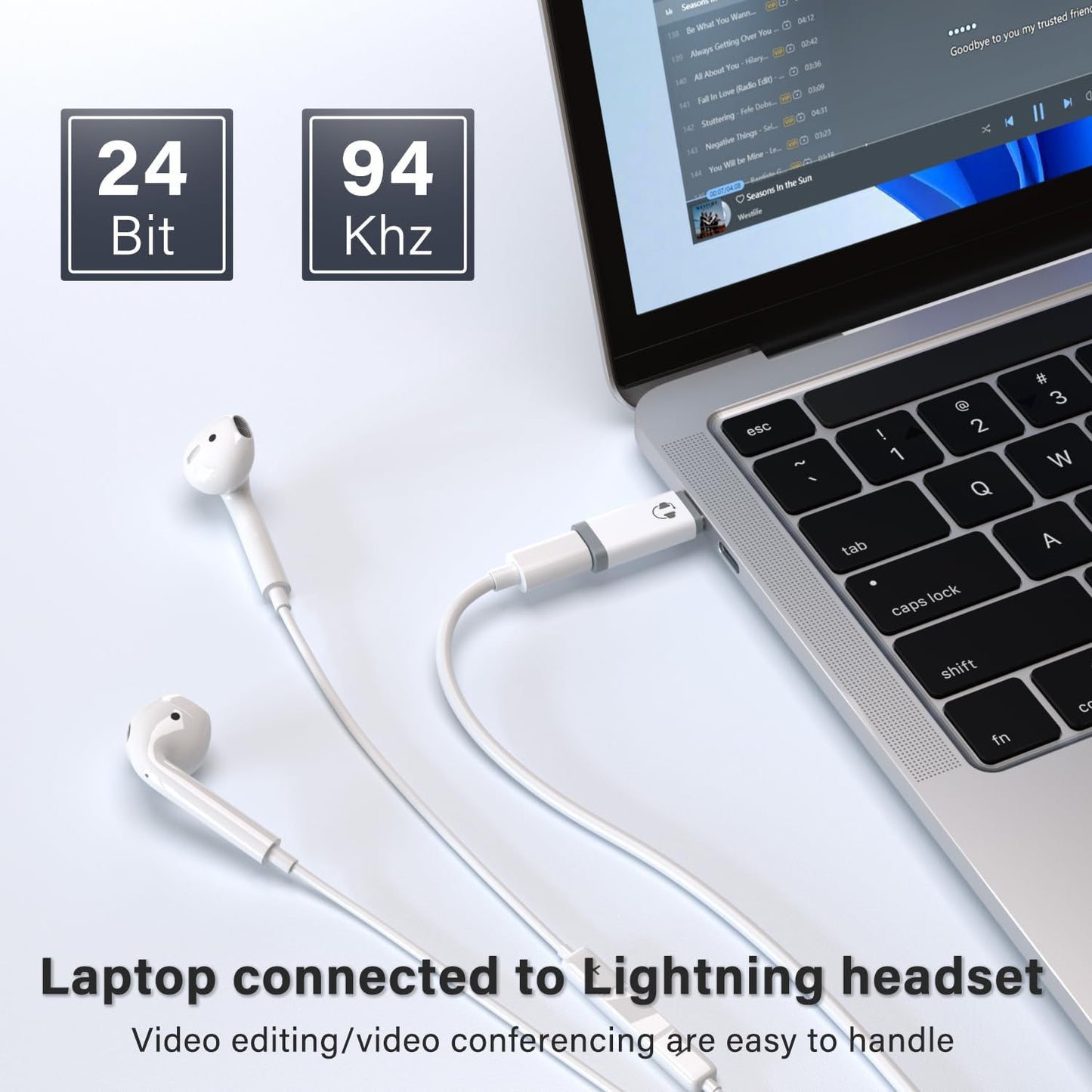 Mxcudu 16/16Pro/15/15Pro, 6/5, S24(Audio USB C to Lightning Audio Adapter, USB C Male to Female Lightning Headphone