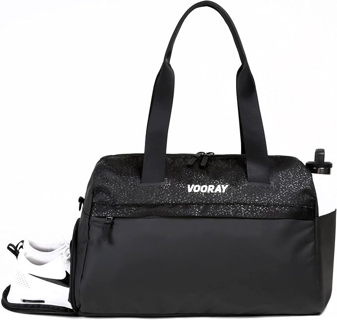 Vooray 25L Trainer Duffel Bag ??Lightweight Travel Duffel for Women and Men with Shoe Pocket, Workout Bag, Weekender for Overnight, Football, Traveling, or Hospital Use