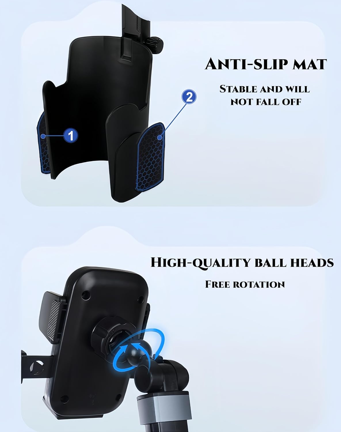 BNTTEAM 4.7-7.2 inch) Upgrade Universal Cup Car Mount Stand Bracket Height Adjustable for All Phone Fit All Car Display