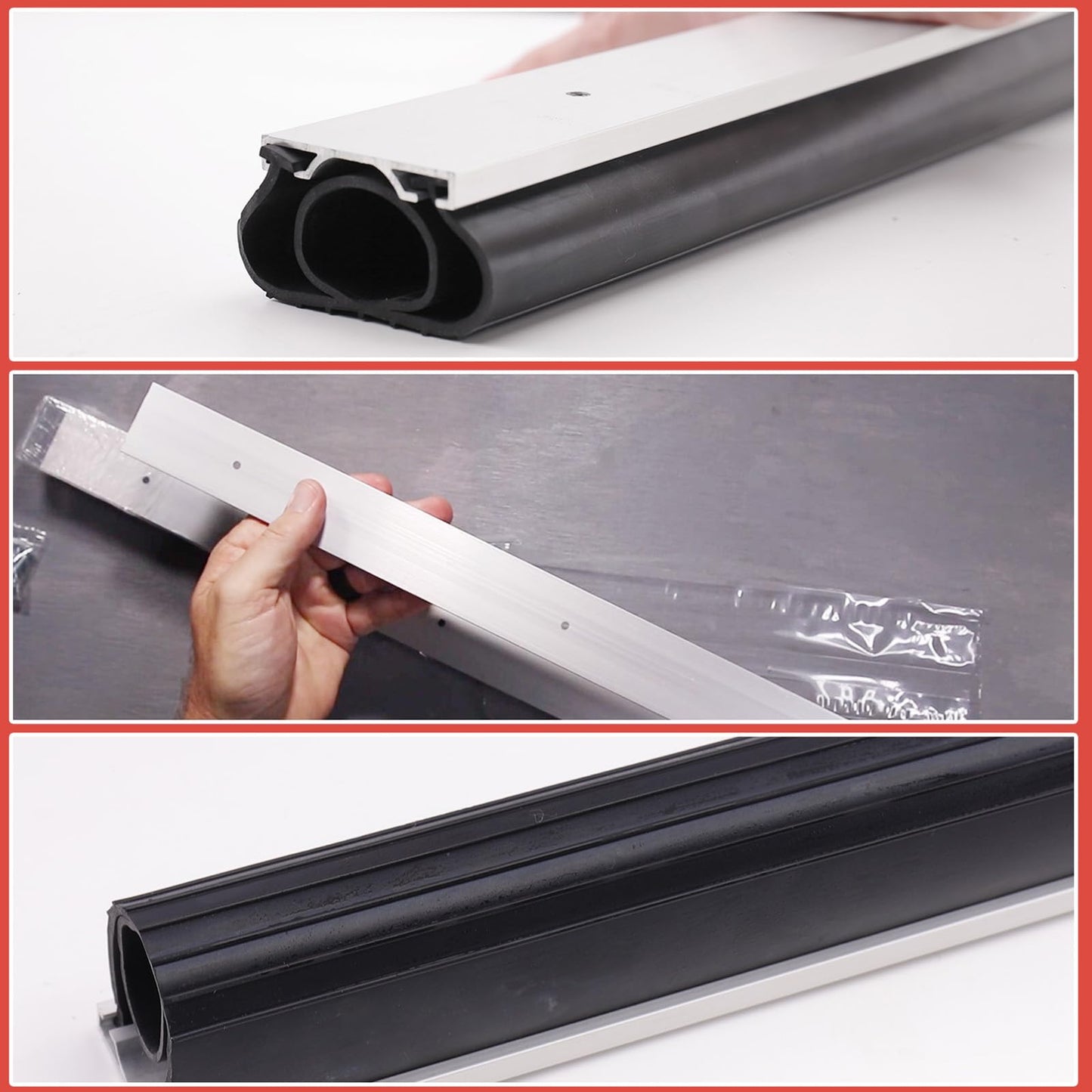 Garage Door Seals Bottom Rubber - Jobon 16.5 Ft Heavy-Duty Garage Door Weather Stripping Bottom Seal with Pre-drilled Aluminum Track Retainer Kit, Easy Installation for Home & Commercial