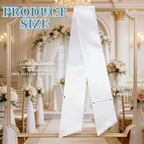 Dream Loom Wreath Sash - 12pcs White Garland Ribbon Accessories for Christmas & Wedding Decor