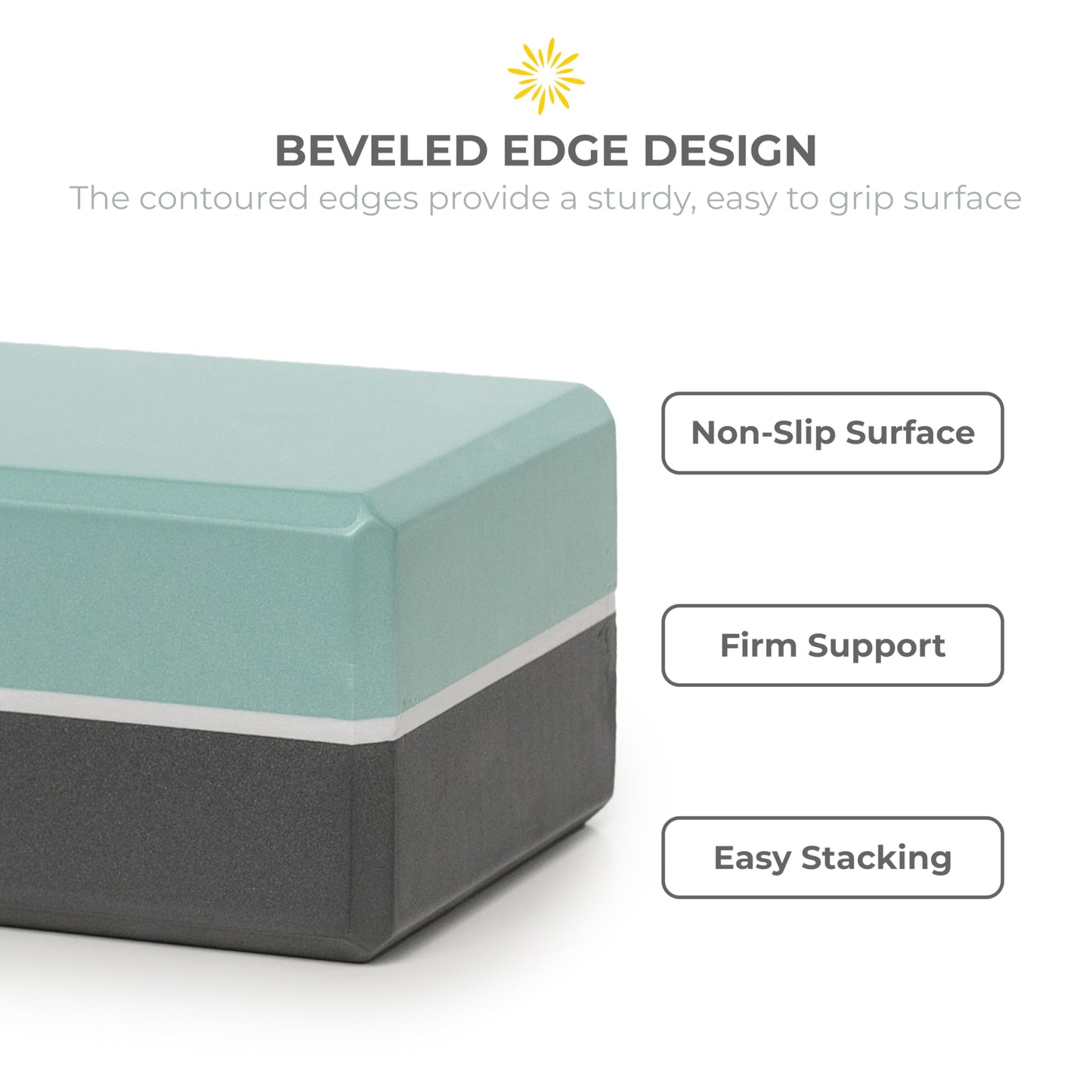 Sunshine Yoga 4" Striped Yoga Block, 10 Pack Bulk EVA Foam Yoga Blocks, Firm and Supportive Yoga Brick, Balance Foam for Stretching, Pilates, and Workout, 4" x 6" x 9", Smoky Sage