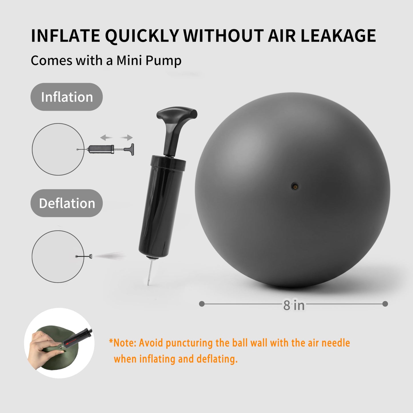 FITMIND Pilates Ball 8 inch, Small Yoga Ball Extra Thick, Mini Pilates Ball with Pump, Non-Slip Surface Small Exercise Ball for Physical Therapy, Stretching, Strength & Core Training