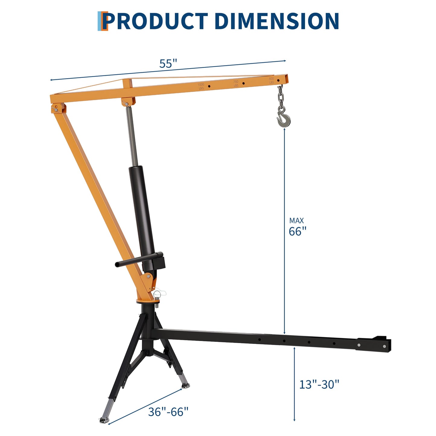 GarveeTech Heavy Duty 1000 Lbs Truck Crane, Hydraulic Hitch Mounted Hoist with 360 Degree Swivel Boom, Adjustable 3-Position Load Capacity for Farm, Construction & Engine Lifting