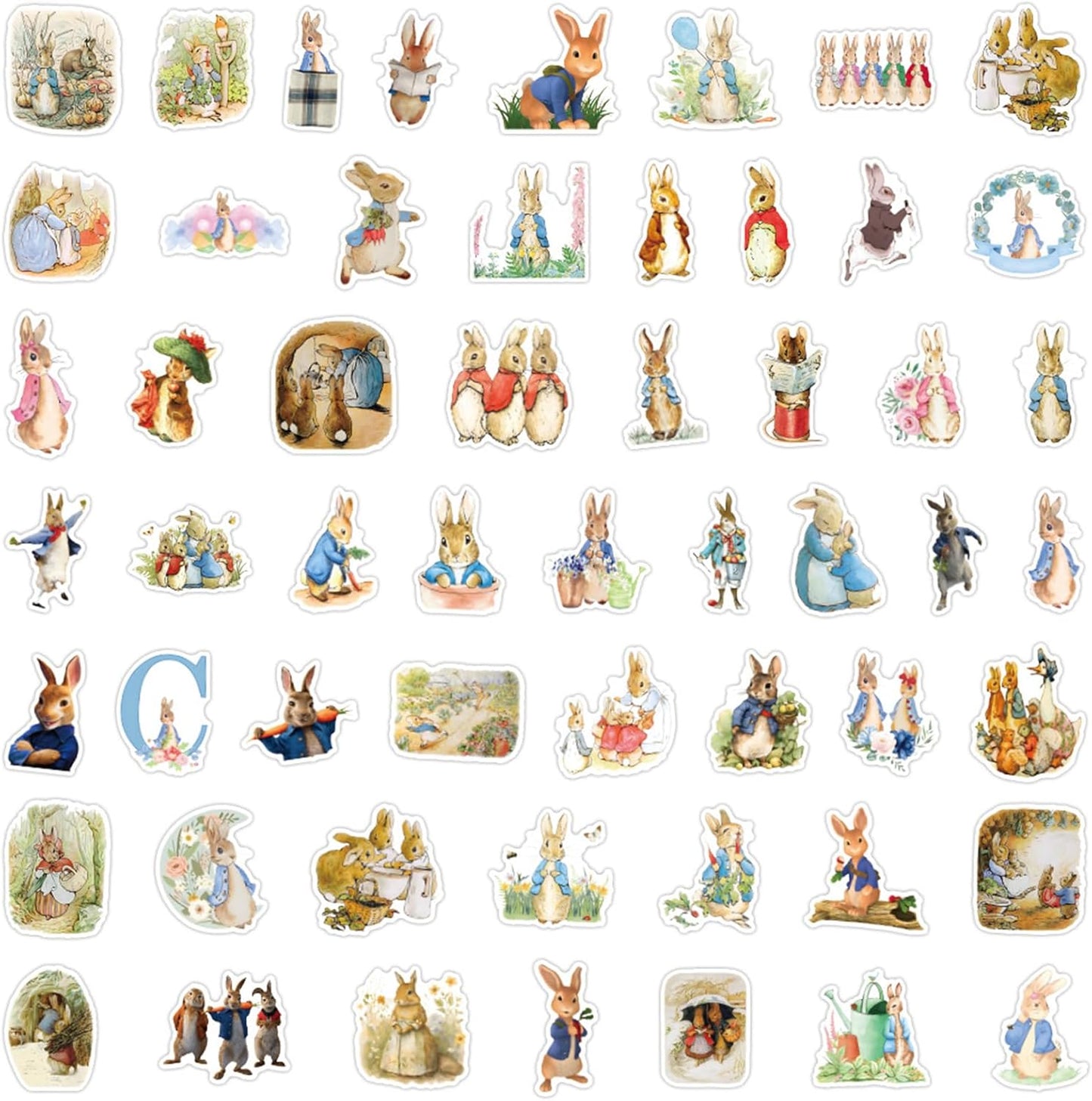 LTZSTONE Pack (55PCS) Peter Rabbit Stickers Vinyl Decals for Laptops, Water Bottles, Hydro Flask, Phone, Skateboard