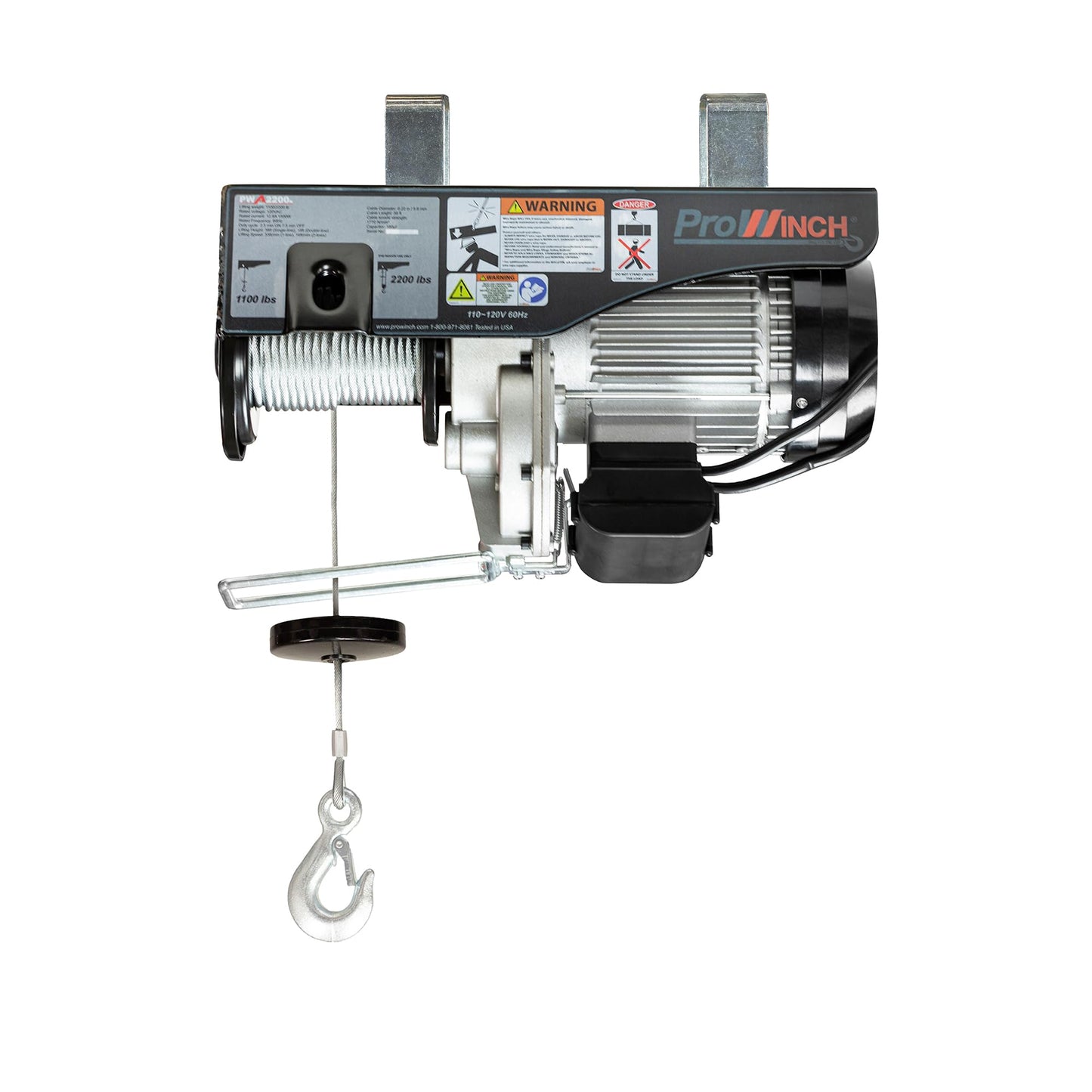 Prowinch Electric Hoist, 110V/120V, 2200lbs Lifting Capacity, 38ft Lifting Height, Wired Remote Control, Upper & Lower Limit Switches for Home Improvement, Warehouse Clearance, Garage Hoist System