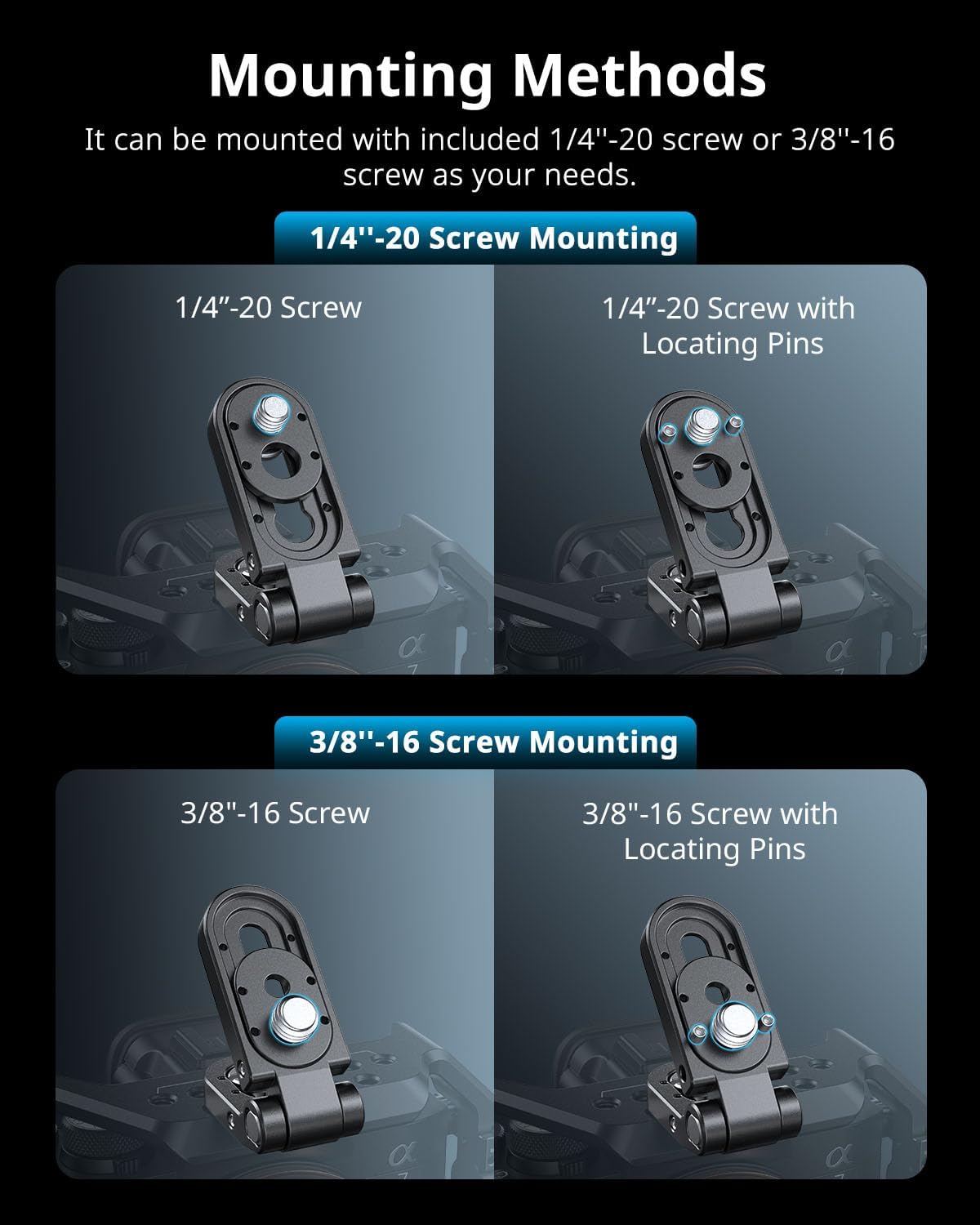 SMALLRIG 1/4''-20 1.2 (2.6 lbs), MD5712 Foldable Mini L-Shaped Mount Plate, Mounting Bracket Adapter with Screw