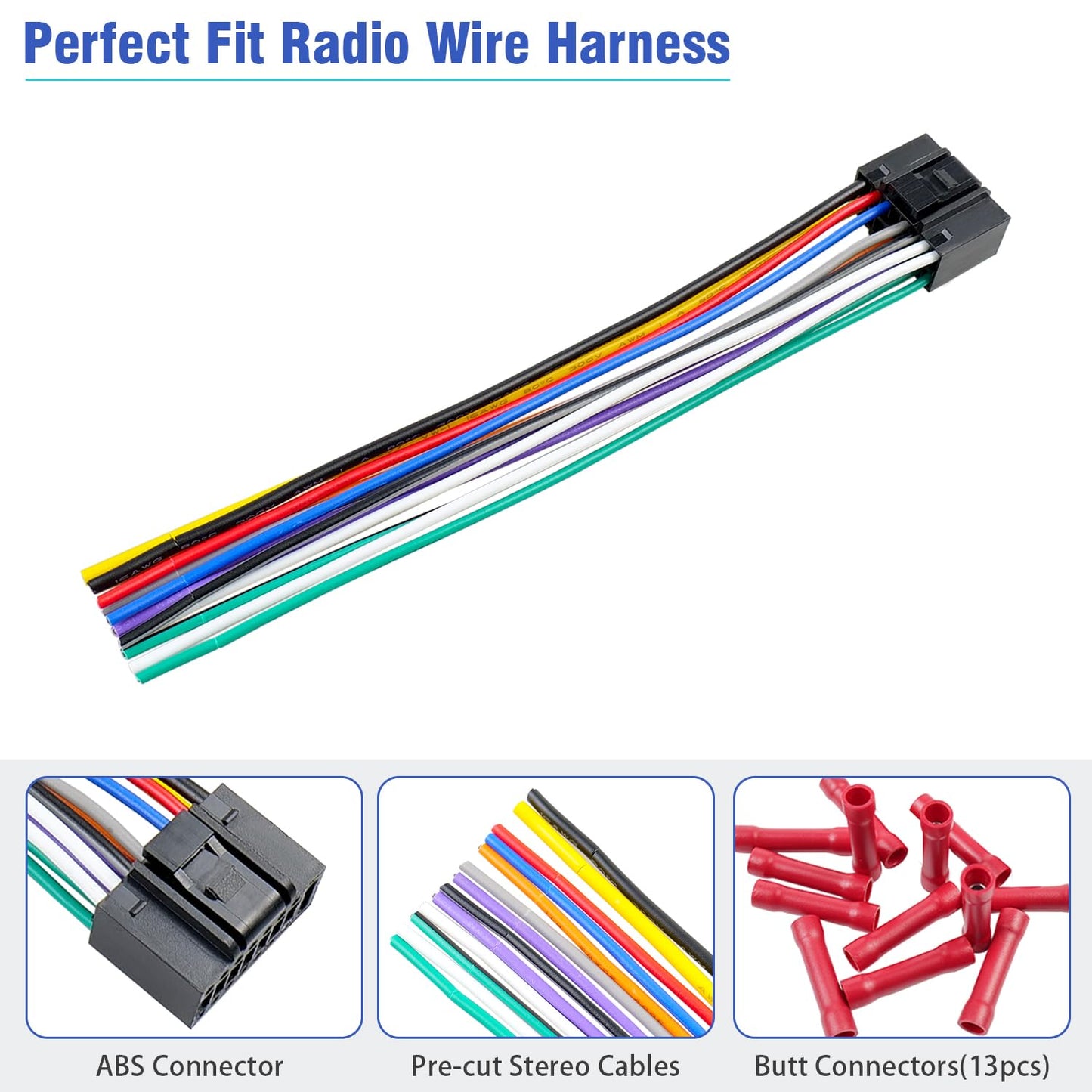 16-Pin Kenwood ISO Stereo Wiring Harness Adapter for Car Radios