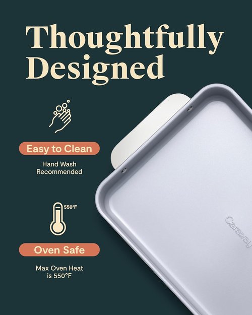Caraway Non-Stick Ceramic 9”x13” Rectangle Pan - Naturally Slick & Non-Toxic - Ideal for Brownies, Lasagnas - White