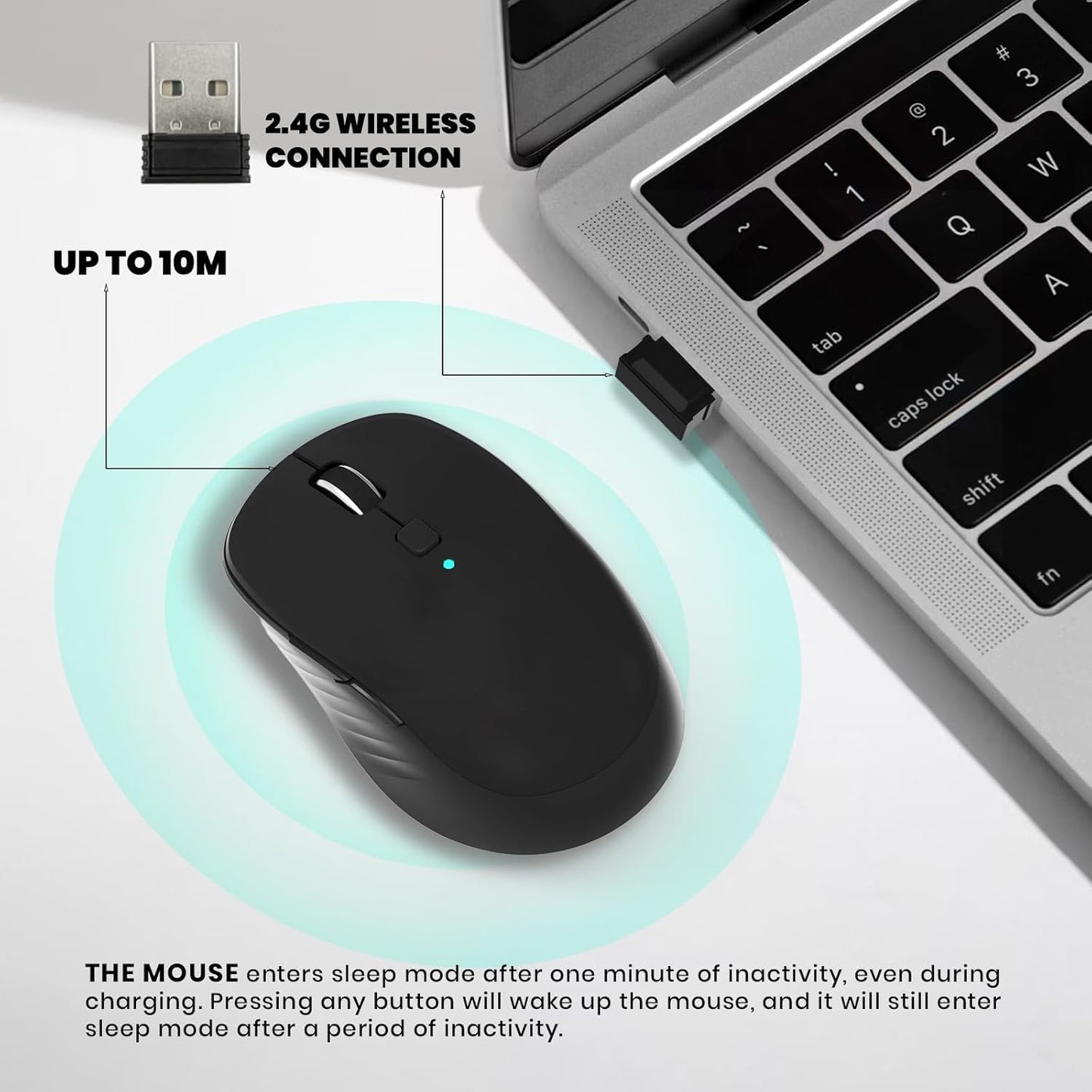 MKETech Electronics 2.4G 6 3 410) Wireless Computer Mouse - Full-Size USB Receiver Mouse, Buttons with Back/Forward