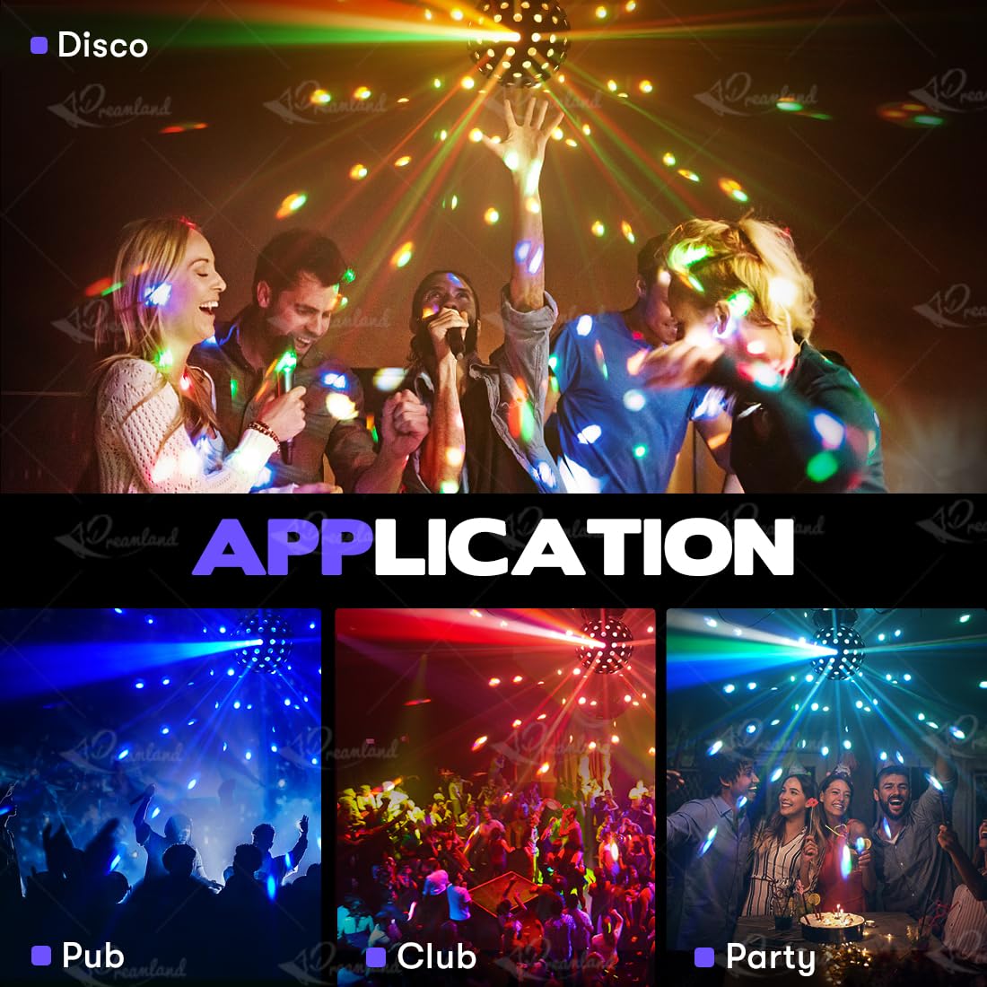 MOKA SFX LED Moving Head Sphere Light 6-in-1 RGBWA+UV Infinite 360° Rotating Magic Ball Effect Light with DMX512, Sound Active for DJ, Club, Party, Wedding, Stage Disco Lighting
