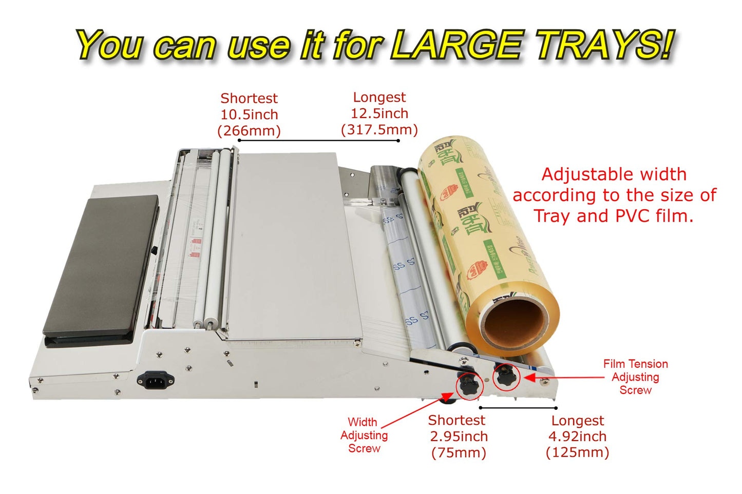 VisionTechShop VTH-500, 20 Inch / 500 mm Hand Wrapping Machine Film Wrapper for Food Packaging, Large Tray, MADE IN KOREA