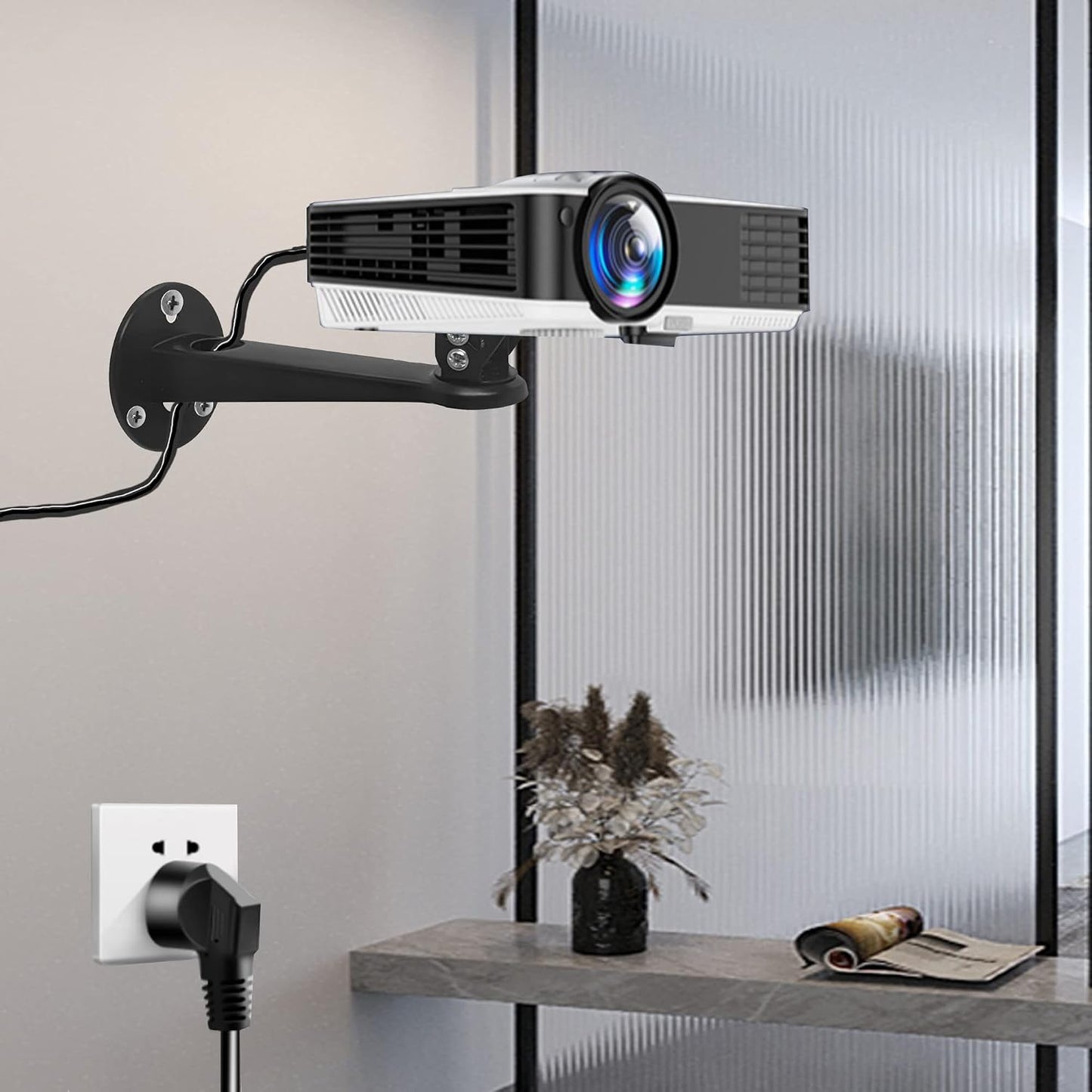 2-Be-Best 7.87" 7.8 lbs 360 Adjustable Projector Wall Mount, Length Load Rotation Stand for Video Projector Camera