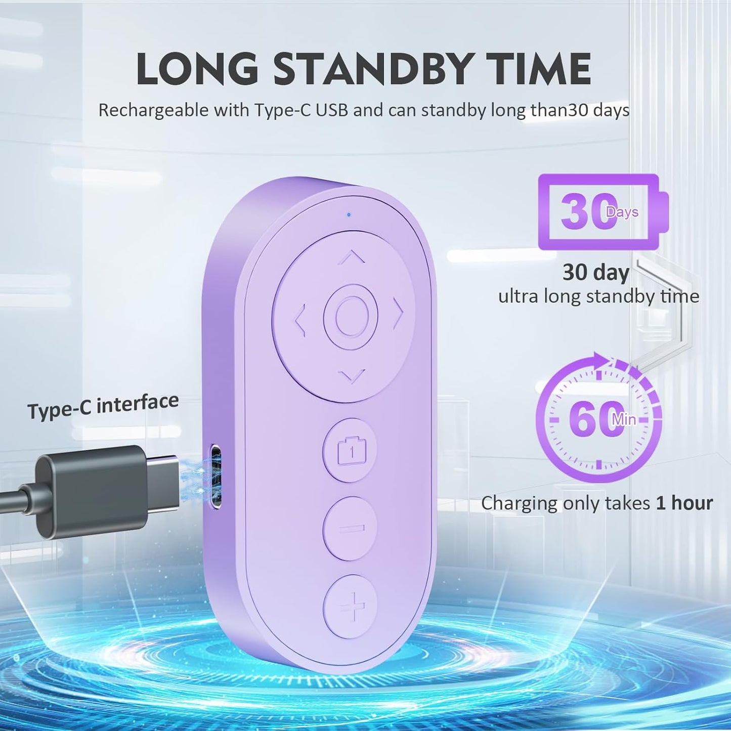 RIOFOGO Wireless Camera Remote Control with Zoom in/Out for Android & iPhone,Versatile Shutter with Front/Rear Camera