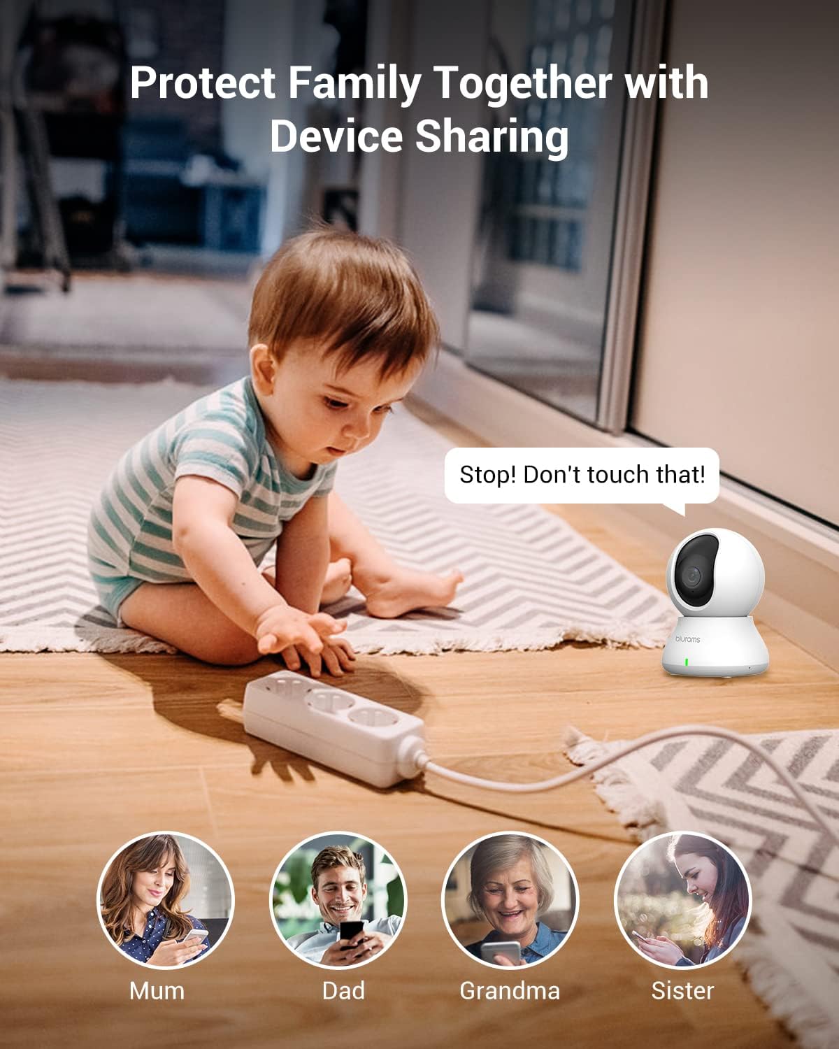 blurams 2K, 360-degree (White-2Pack) Security Camera Baby Monitor Dog Camera for Home Security