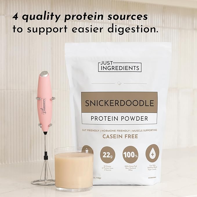 JUST INGREDIENTS Snickerdoodle Protein Powder ??30-Serving Blend with 100% Grass-Fed Whey & Organic Plant Proteins ??Cinnamon & Vanilla Flavor ??Supports Muscle Recovery, Energy*