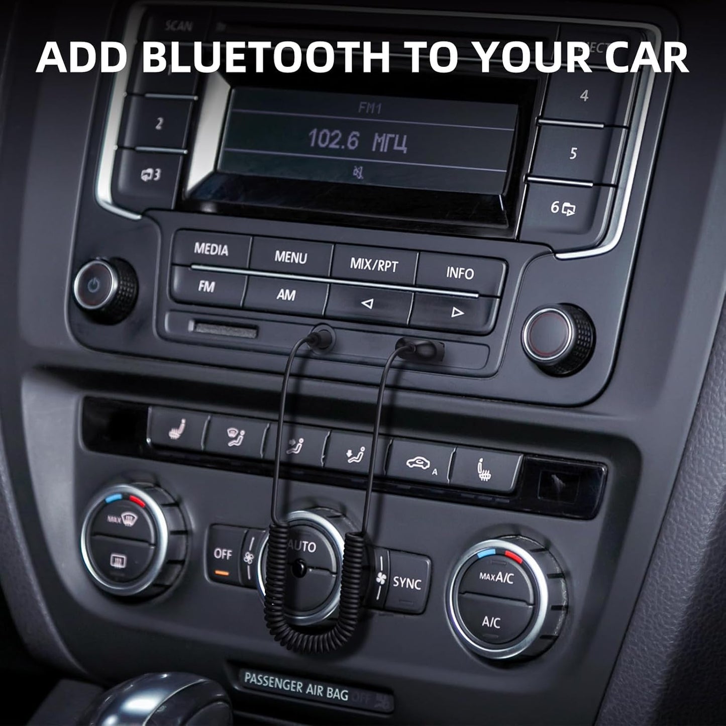 Smof 5.2 3.5mm Aux to Bluetooth Adapter Bluetooth Receiver with Built-in Microphone Aux Input for Music Streaming