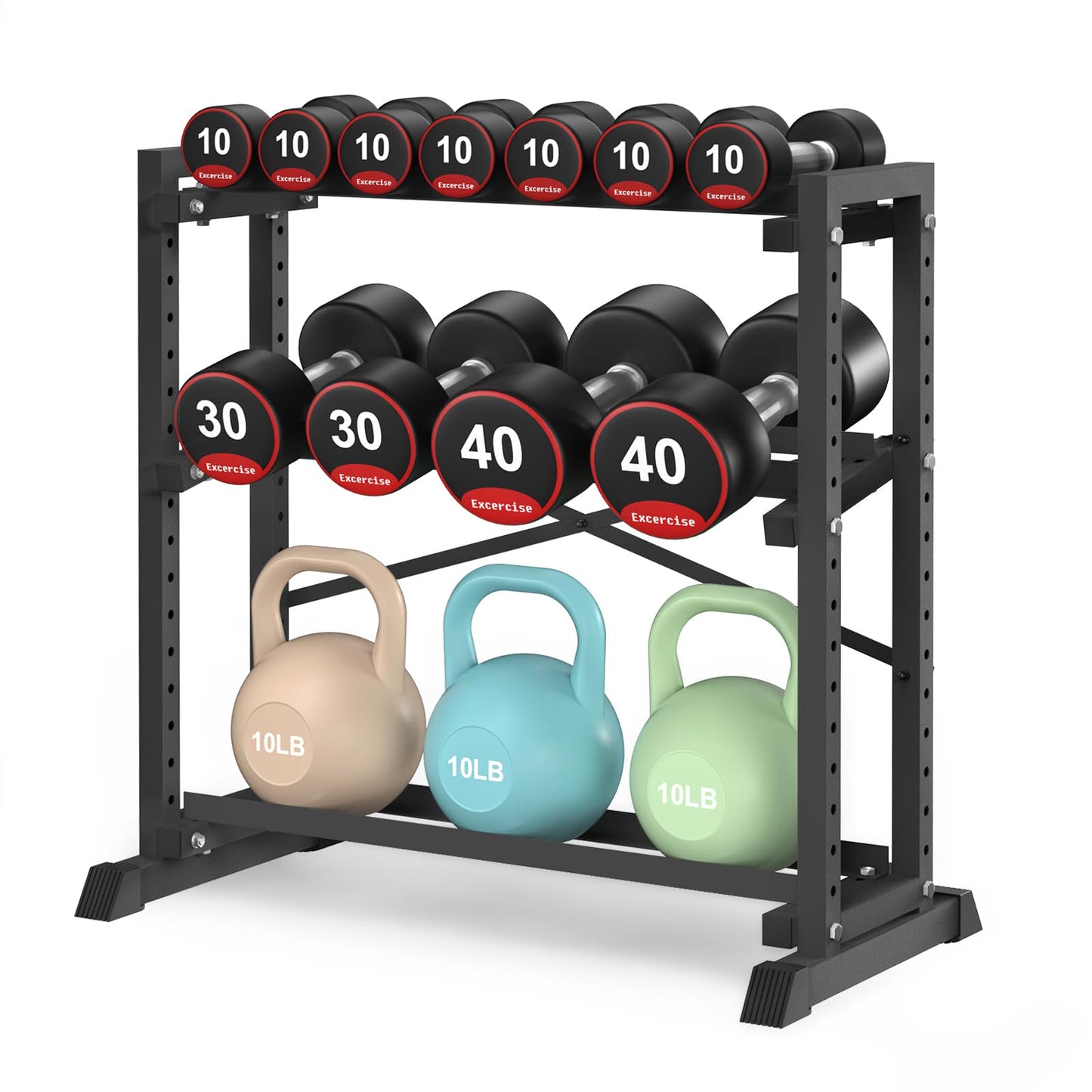 Eocnrhe Dumbbell Rack Stand Only, Weight Rack for Home Gym, 3-Tier Adjustable Dumbell Rack, Heavy-Duty Weight Stand for Dumbbells Kettlebells & Weight Plates(Rack Only)