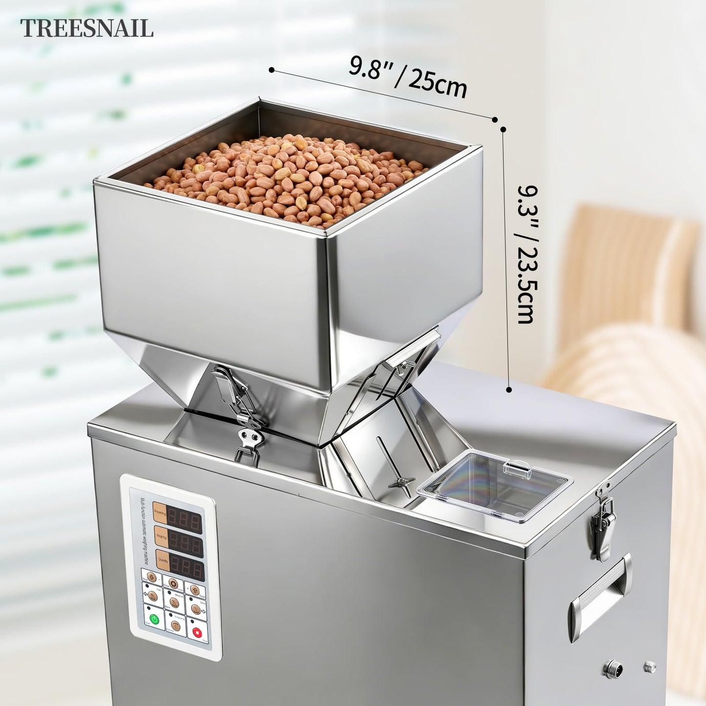 TREESNAIL 5-500g (0.011-1.1lbs) Powder Filling Machine, Automatic Intelligent Particle Weighing & Dispensing Filler for Tea, Coffee, Flour, Spices, Granules, 10-12 Packs/Min, 110V