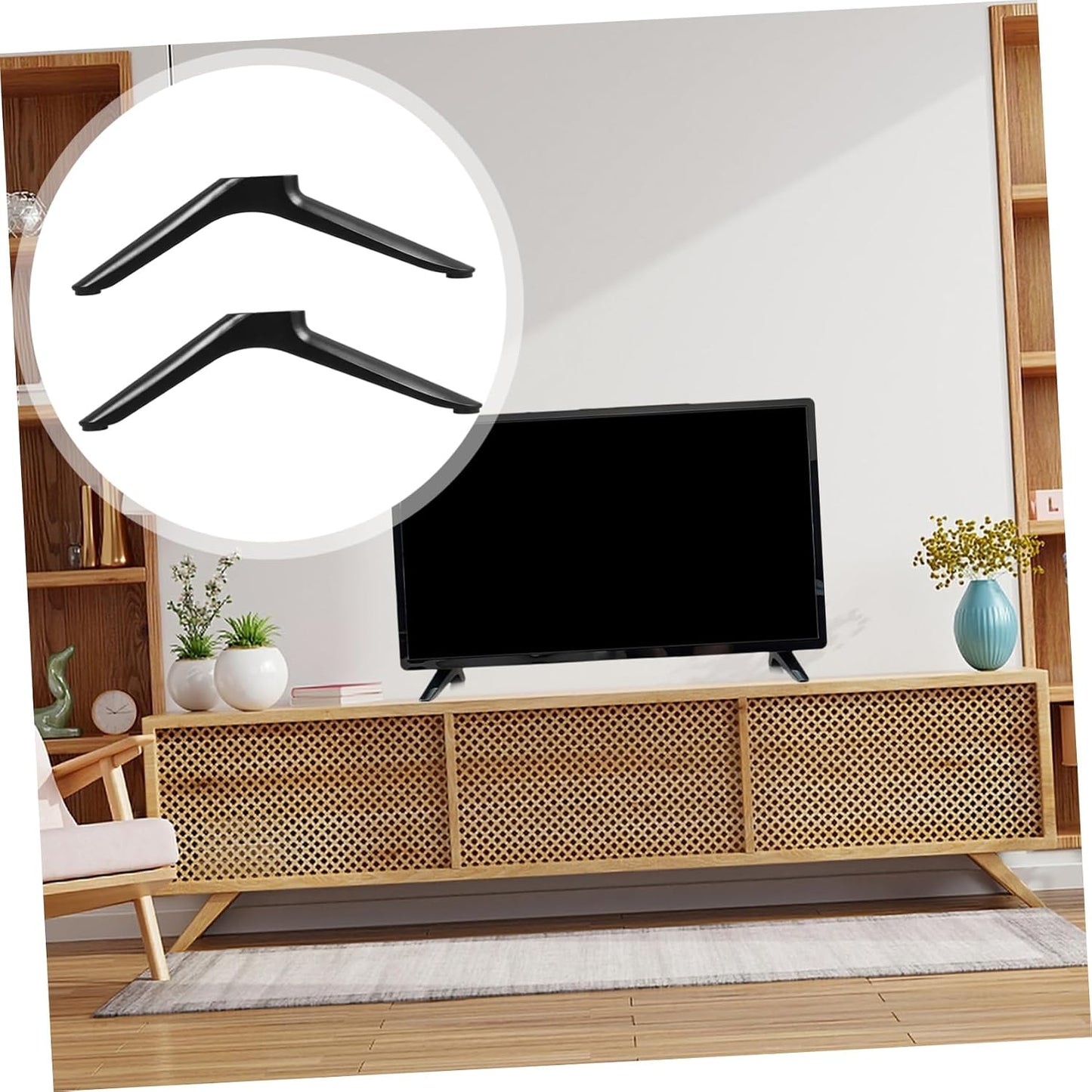 JEWEDECO 2pcs Tv Support Stand with Sturdy Base Height Television Holder Design for LCD Led Easy to Install