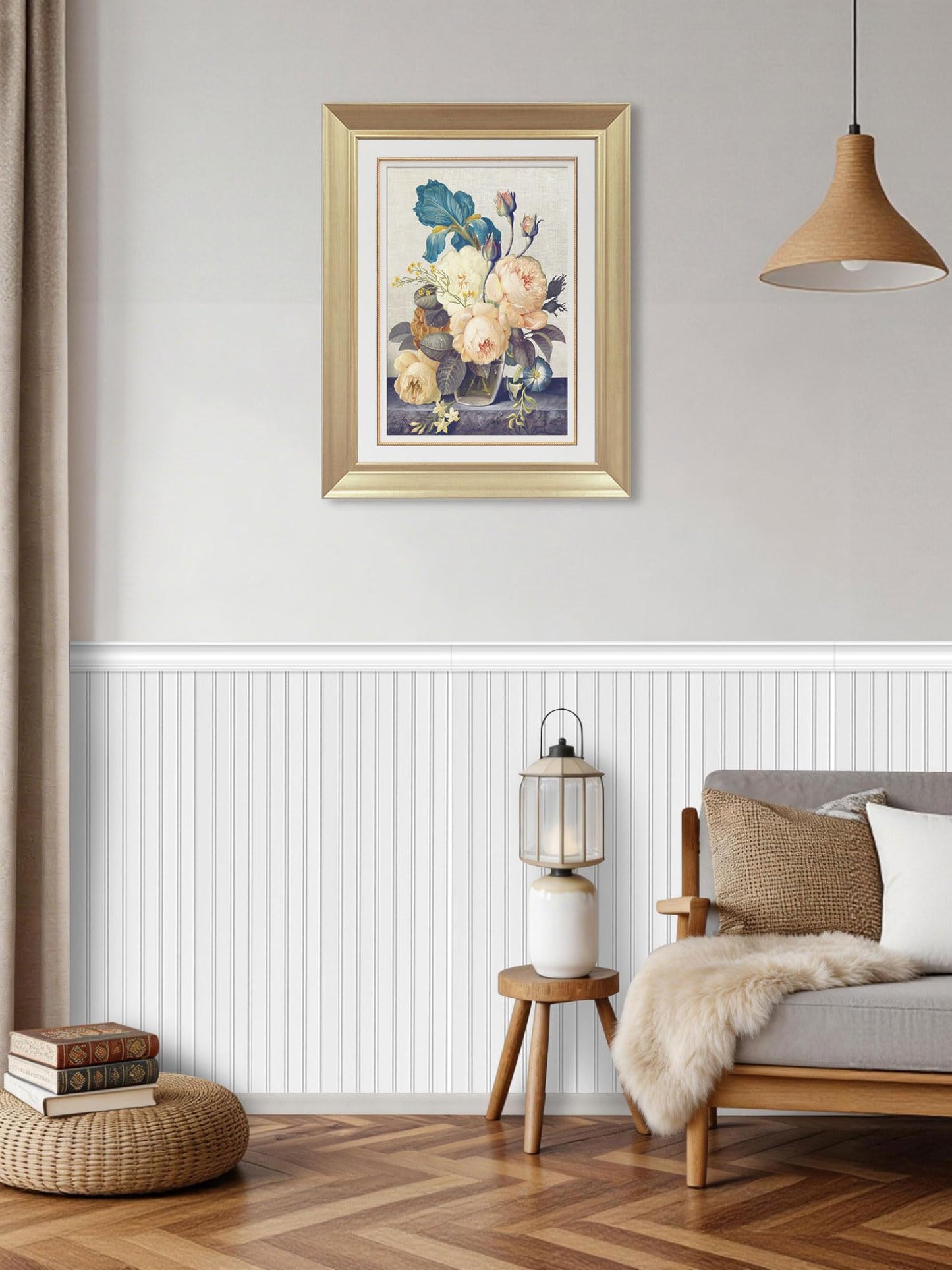 Upick Wainscoting Panels Beadboard, Paintable PS Wall Paneling for Accent Wall 116" x 39"