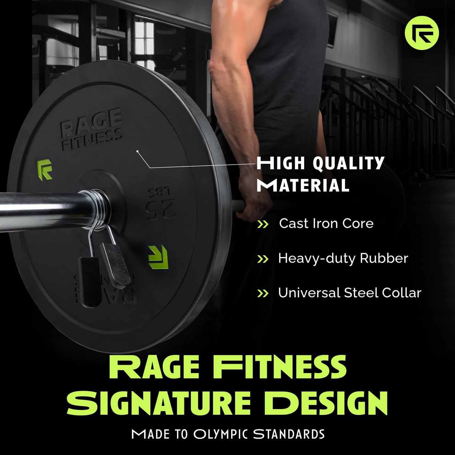 Olympic Bumper Plates, Rubber Formula With Steel Insert (10lb, 15lb, 25lb, 35lb, 45lb - SOLD INDIVIDUALLY), Olympic Weight Plates for Strength Training, Bench Press, Squats, Powerlifting