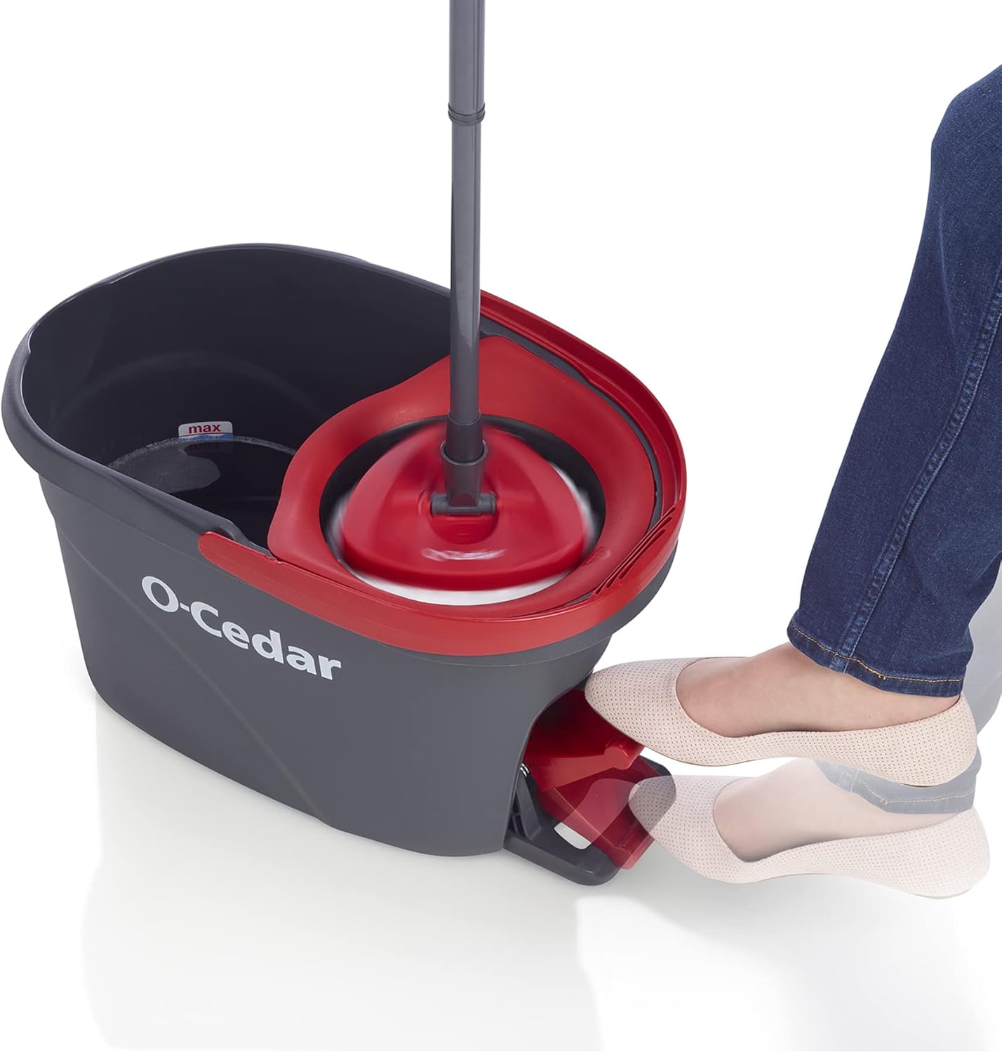 O-Cedar EasyWring Microfiber Spin Mop - Efficient Floor Cleaning System with 2 Extra Refills | Red/Gray