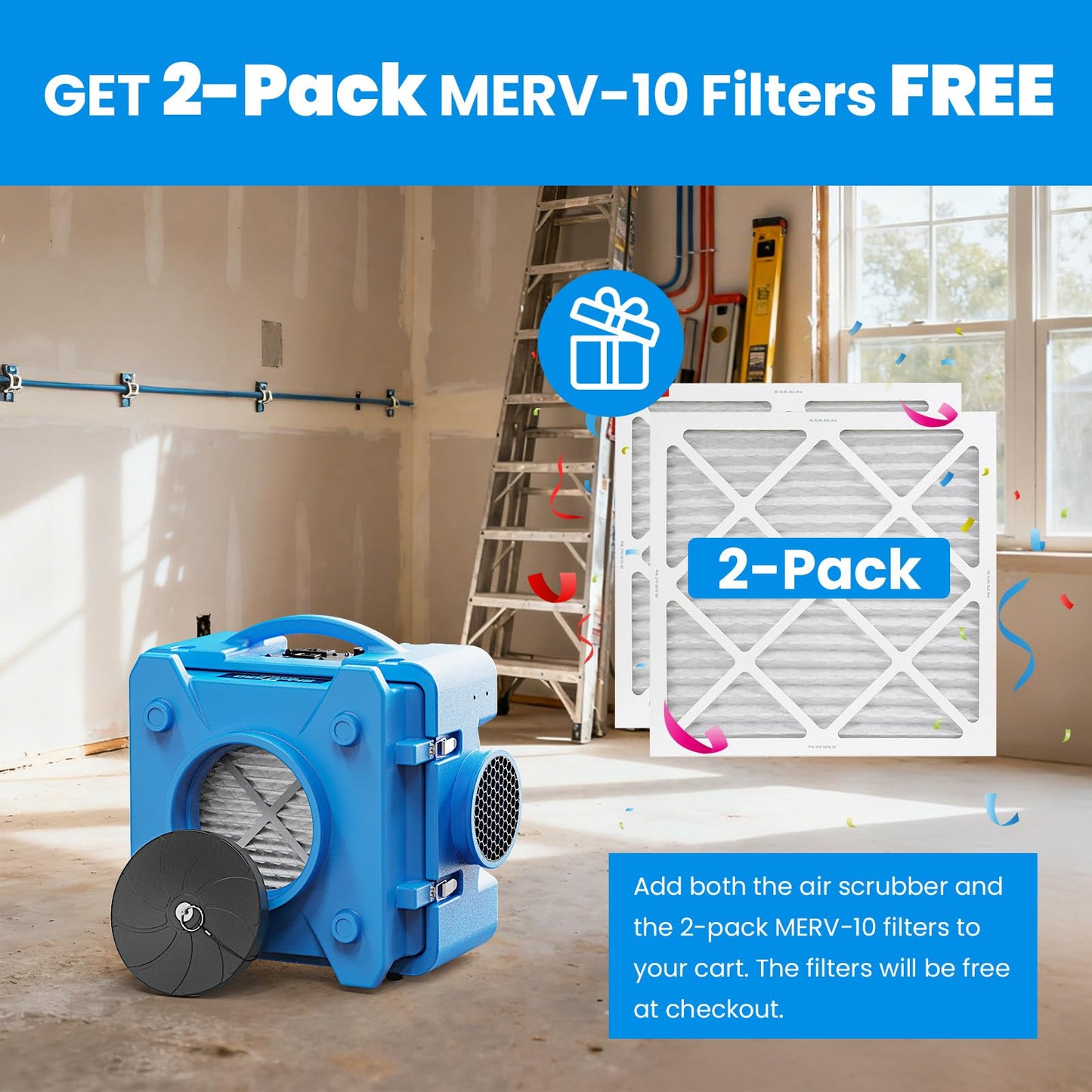 CADPXS Shield-550 Air Scrubber Blue and 12" Inlet Duct Bundle
