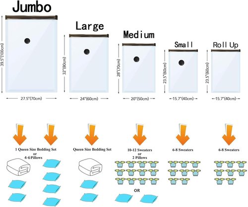 GONGSHI Vacuum Seal Bags - Space Saver for Clothing & Home Storage | 32 Combo with Pump