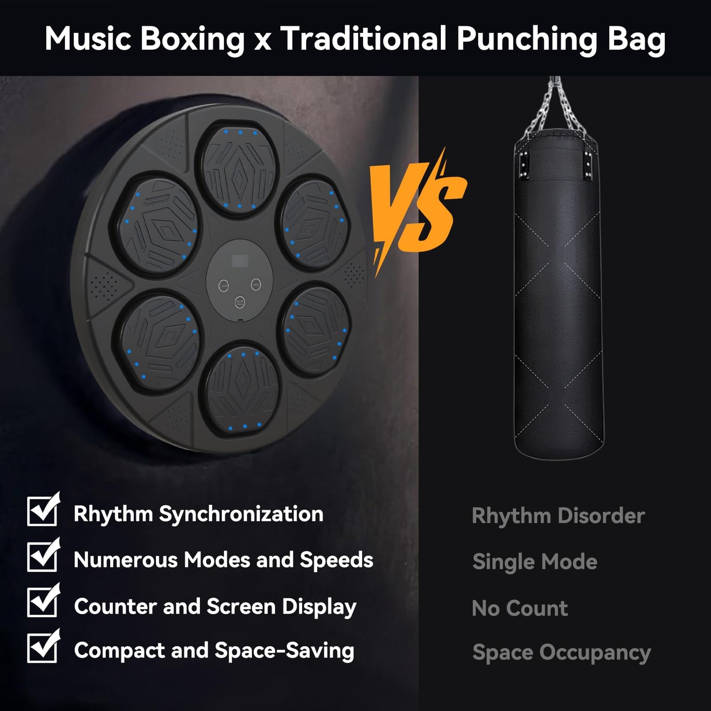 FIRINER 2025 Music Boxing Machine for Adults and Kids, Wall-Mounted Bluetooth Smart Punching Machine with Gloves, Bandages, and Head-Mounted Punching Ball, Fitness Equipment for Home, Office, or Gym