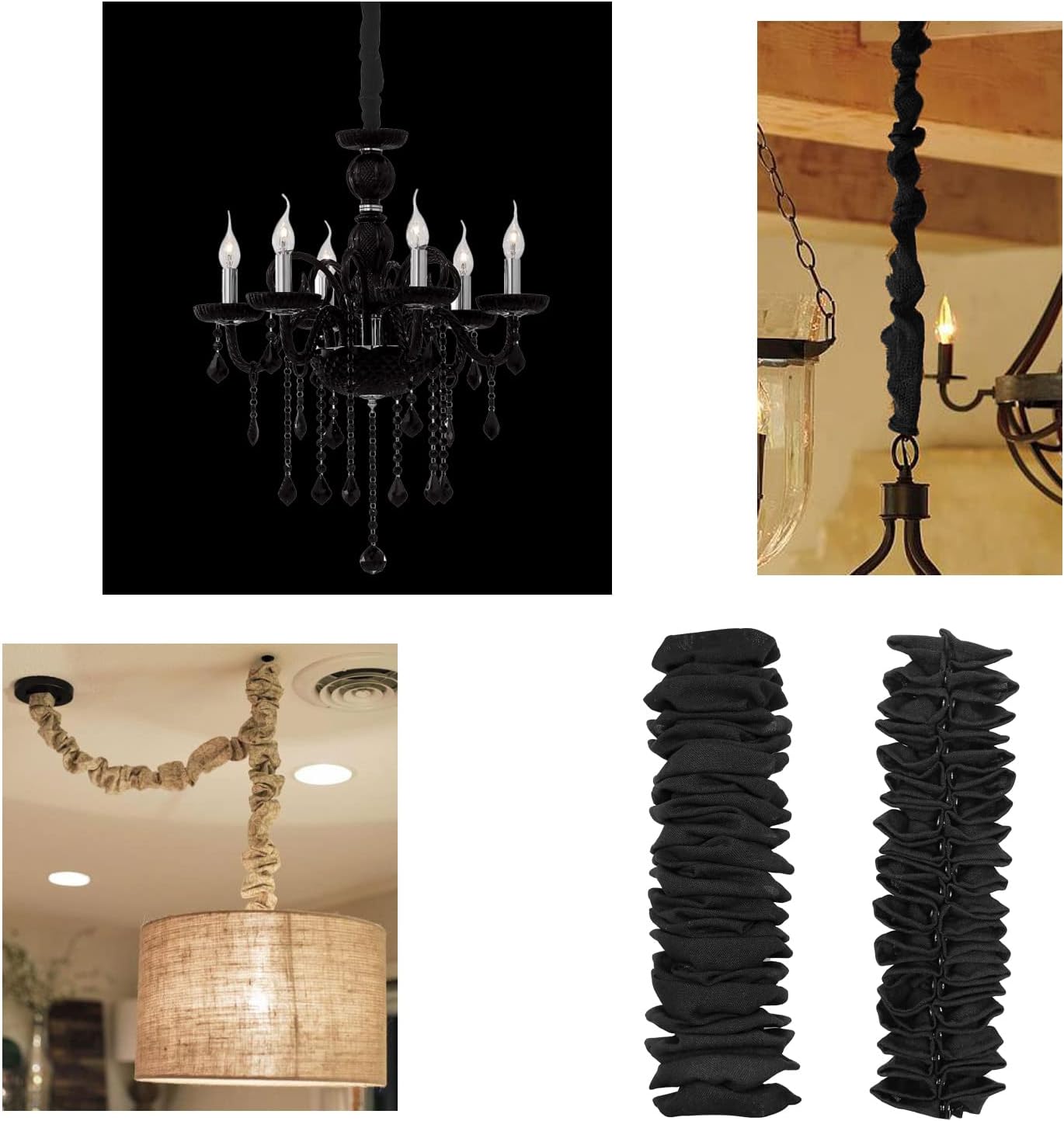 ECUDIS 2 Packs 6 Chandelier Chain Cover Cord Cover Feet, Great for Lamps, Light Fixtures, and Desks, Cable Management