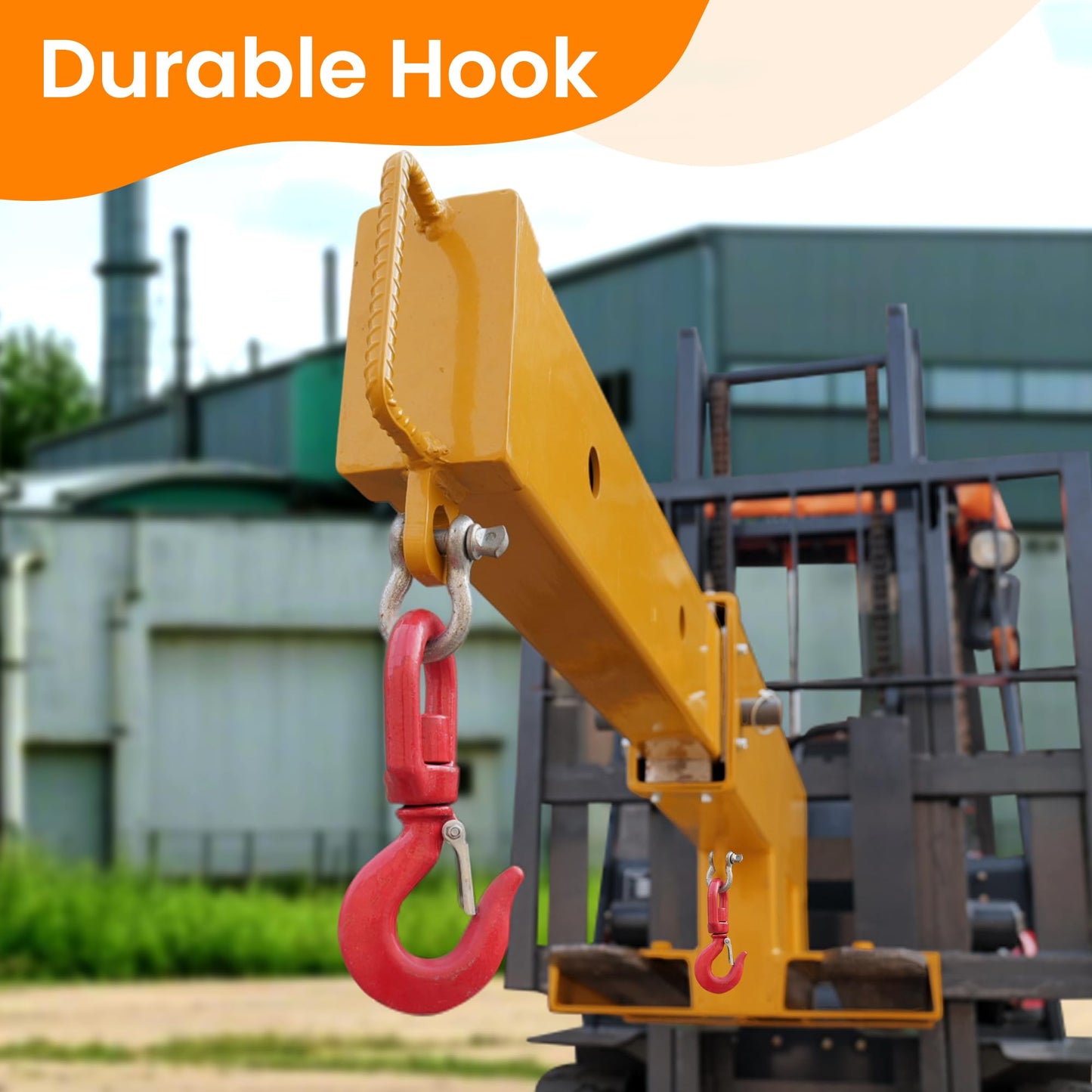 GAMINA KAVISI Forklift Jib Boom Crane 5500lb Capacity, Forklift Mobile Crane with 2 Hooks, Heavy-Duty Forklift Boom Attachment Towing Handling Equipment for Warehouse or Factories