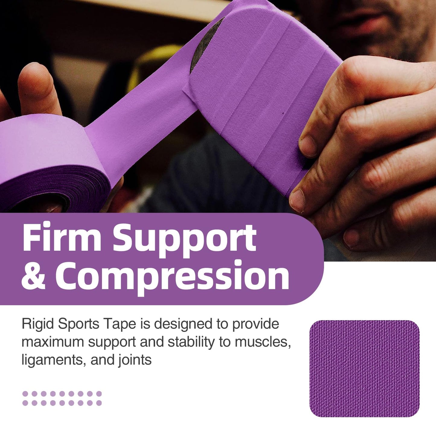 OK TAPE 4 Rolls Athletic Tape, Sports Tape for Injuries, Rigid, Easy Tear Medical Tape, Wrist Tape, No Sticky Residue | Secure Ankle, Finger, Knee- 1.5inch x 15yards (Purple)