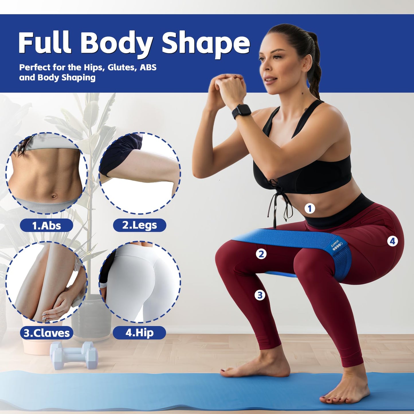 Resistance Bands for Working Out - 5 Exercise Bands Set with Workout Guide - Fabric Elastic Bands for Physical Therapy - Fitness Bands Ideal for Legs Hip Glute